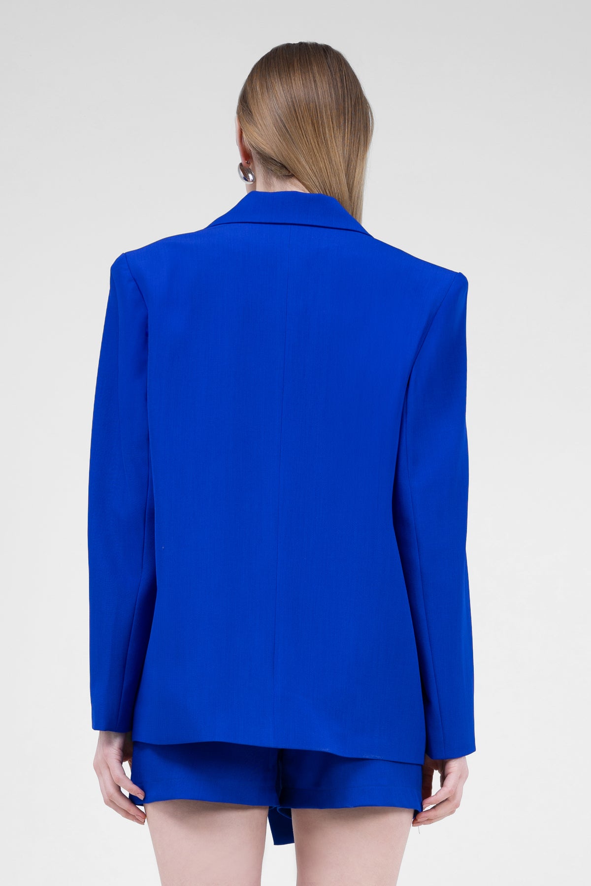 Electric Blue Suit With Regular Blazer With Double Pocket And Skort