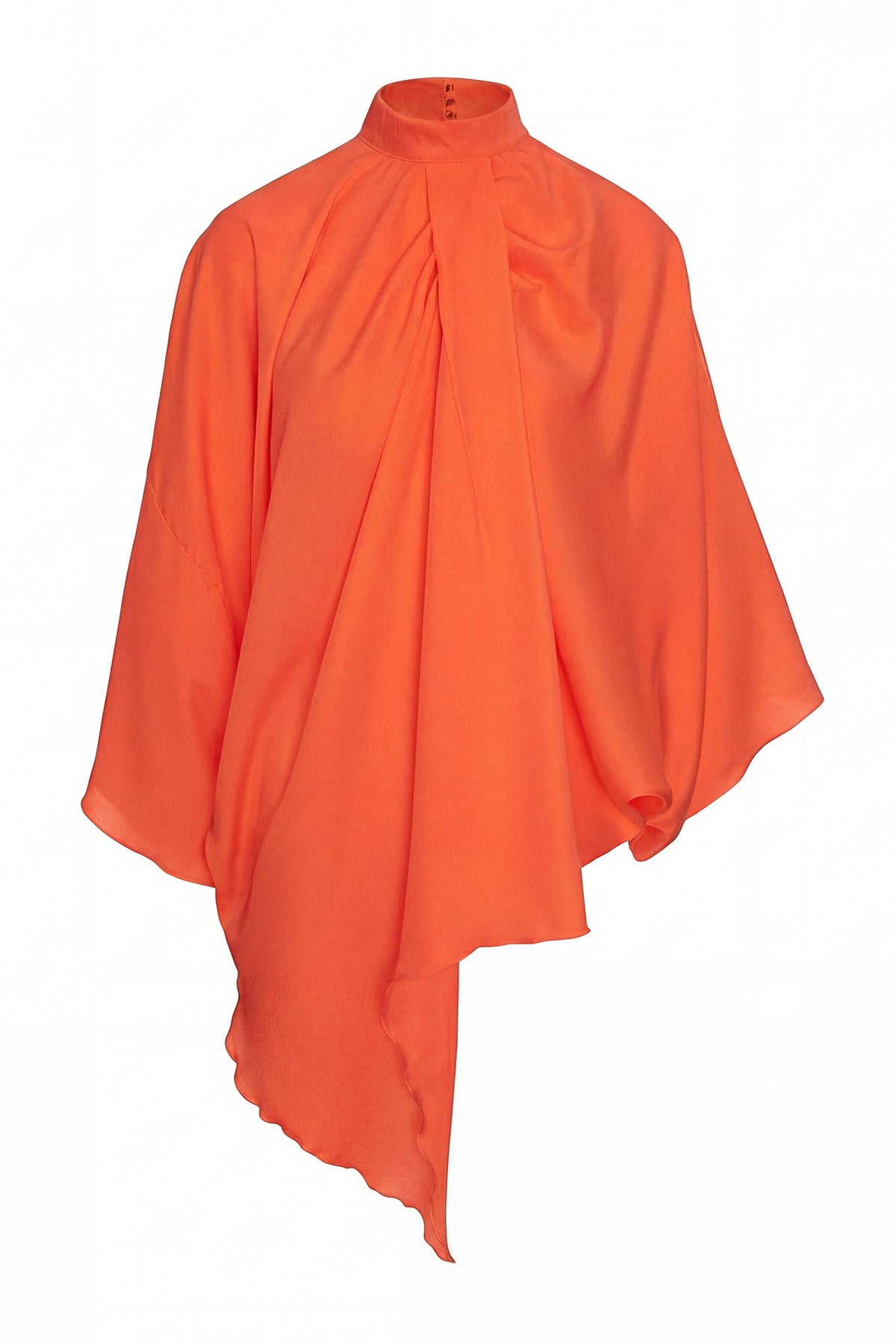 Orange Asymmetric Elegant Blouse