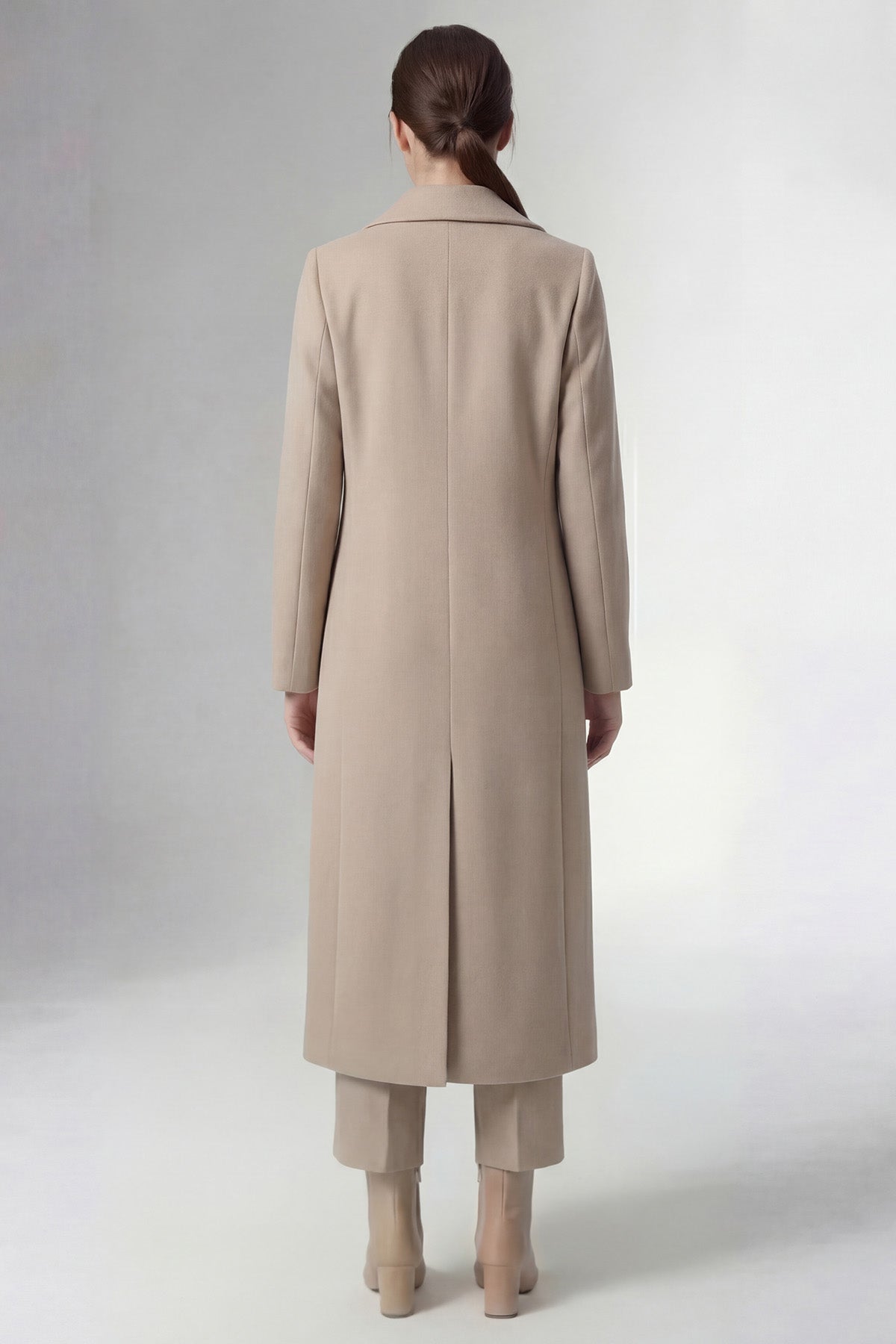 Taupe Maxi Wool Blend Coat