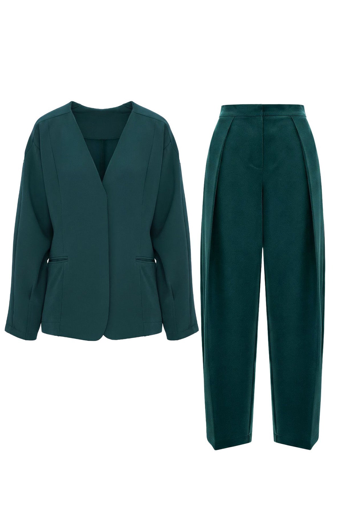 Dark-Green Elegant Blazer Set