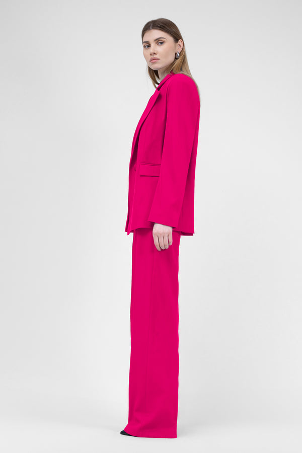Fuchsia Suit With Regular Blazer With Double Pocket And Stripe Detail Trousers