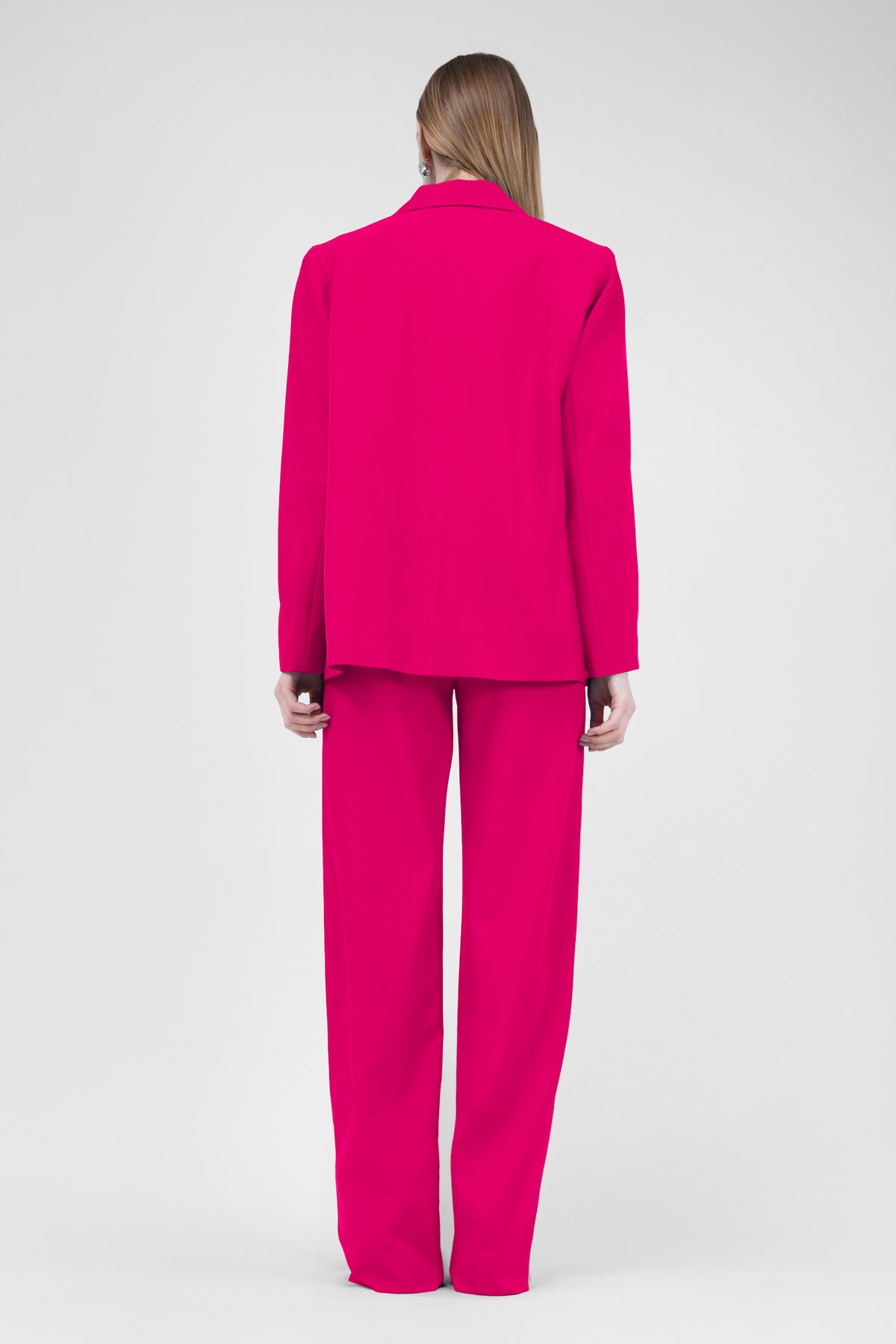 Fuchsia Suit With Regular Blazer With Double Pocket And Stripe Detail Trousers