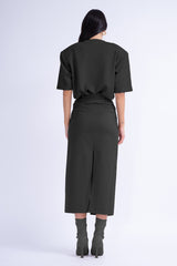 Black Straight-Cut Skirt With Slits