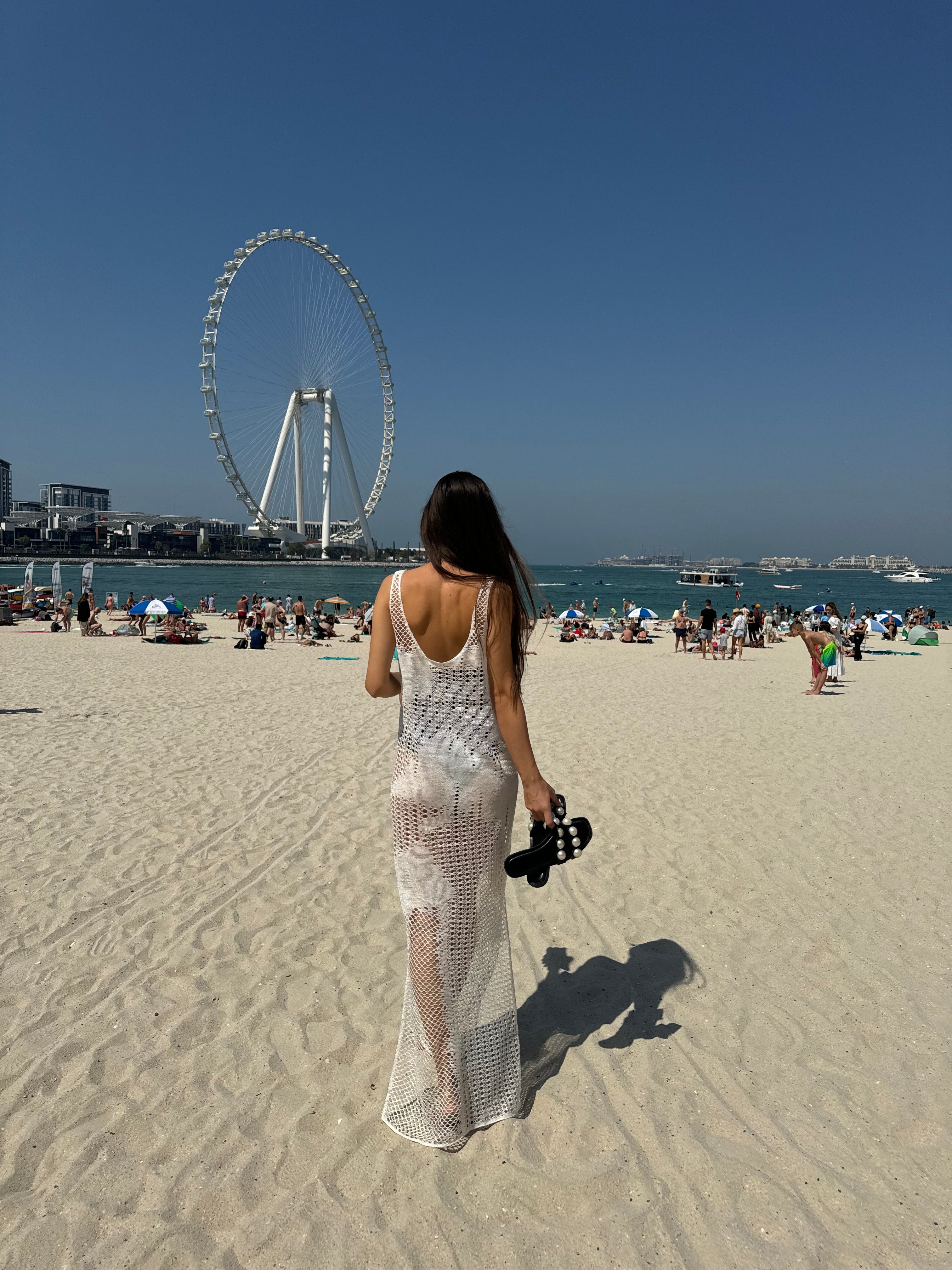 Rochie alba tip macrame