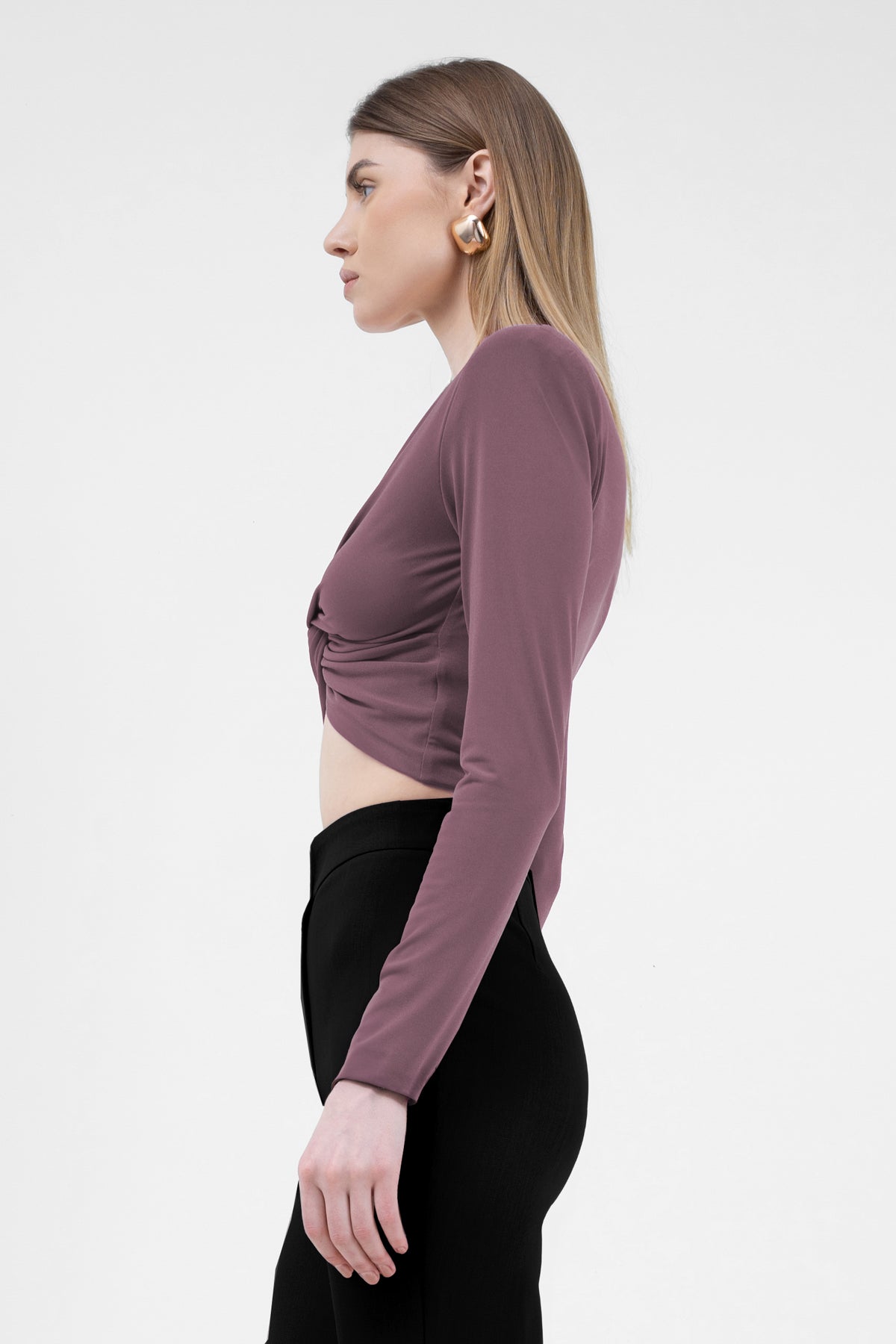 Brown Cropped Top With Knot