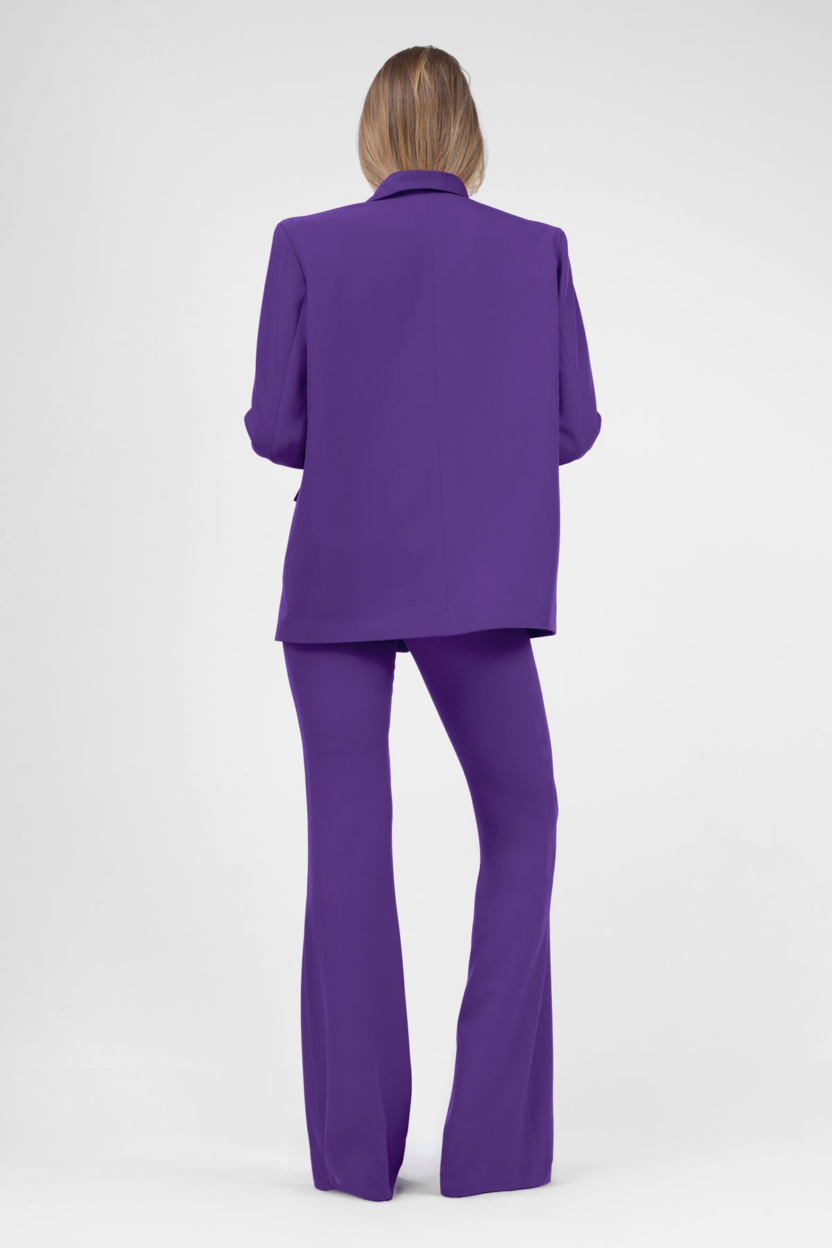 Deep Purple Suit With Regular Blazer With Double Pocket And Flared Trousers