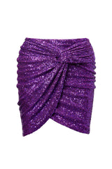 Purple Sequin Knotted Skirt
