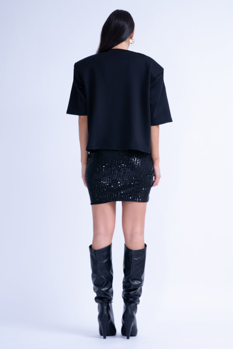 Black Sequin Knotted Skirt