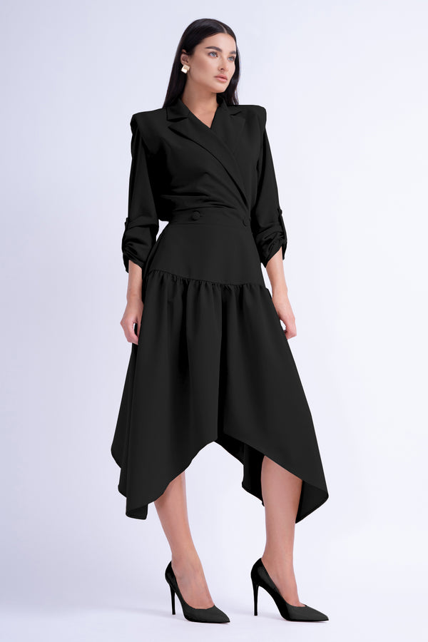 Black Blazer Midi Dress