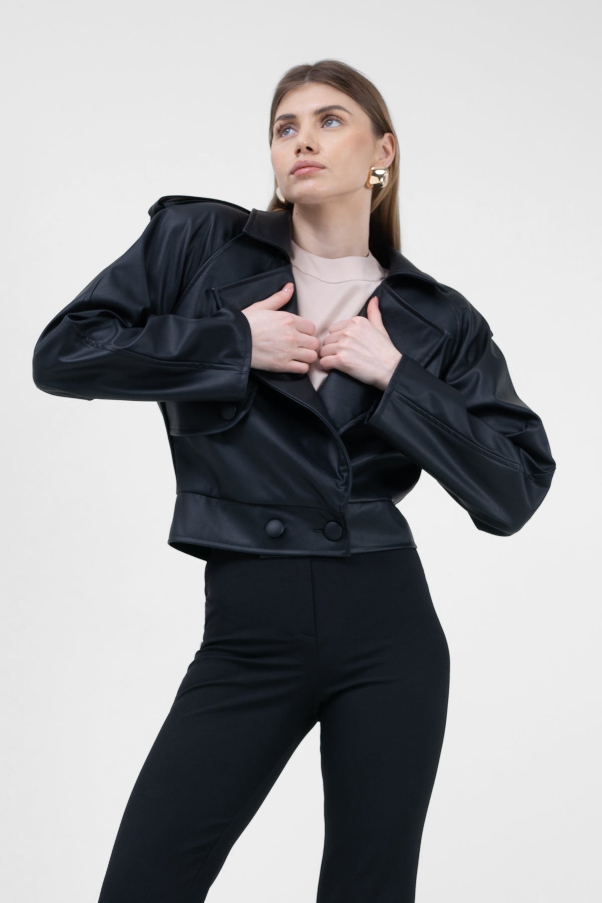 Jacheta biker din ecopiele neagra