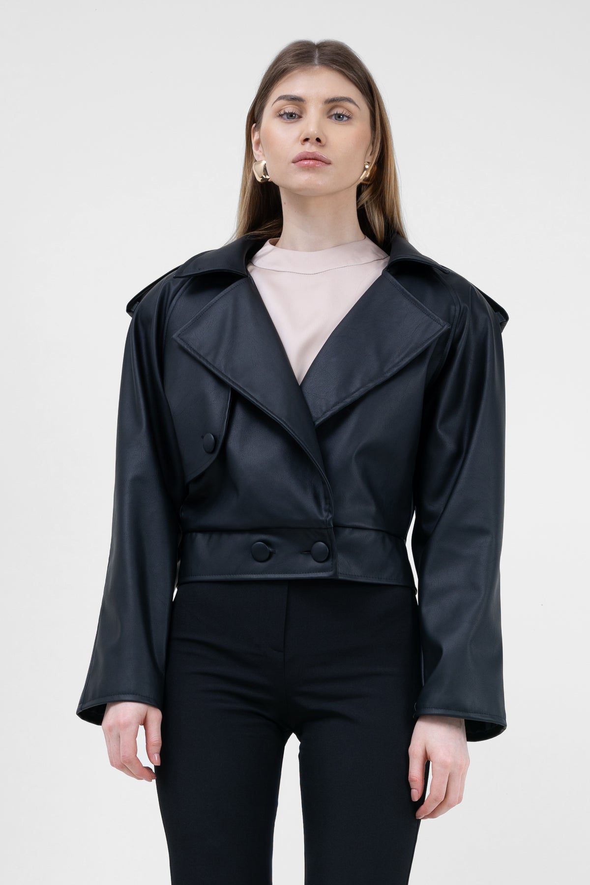 Jacheta biker din ecopiele neagra