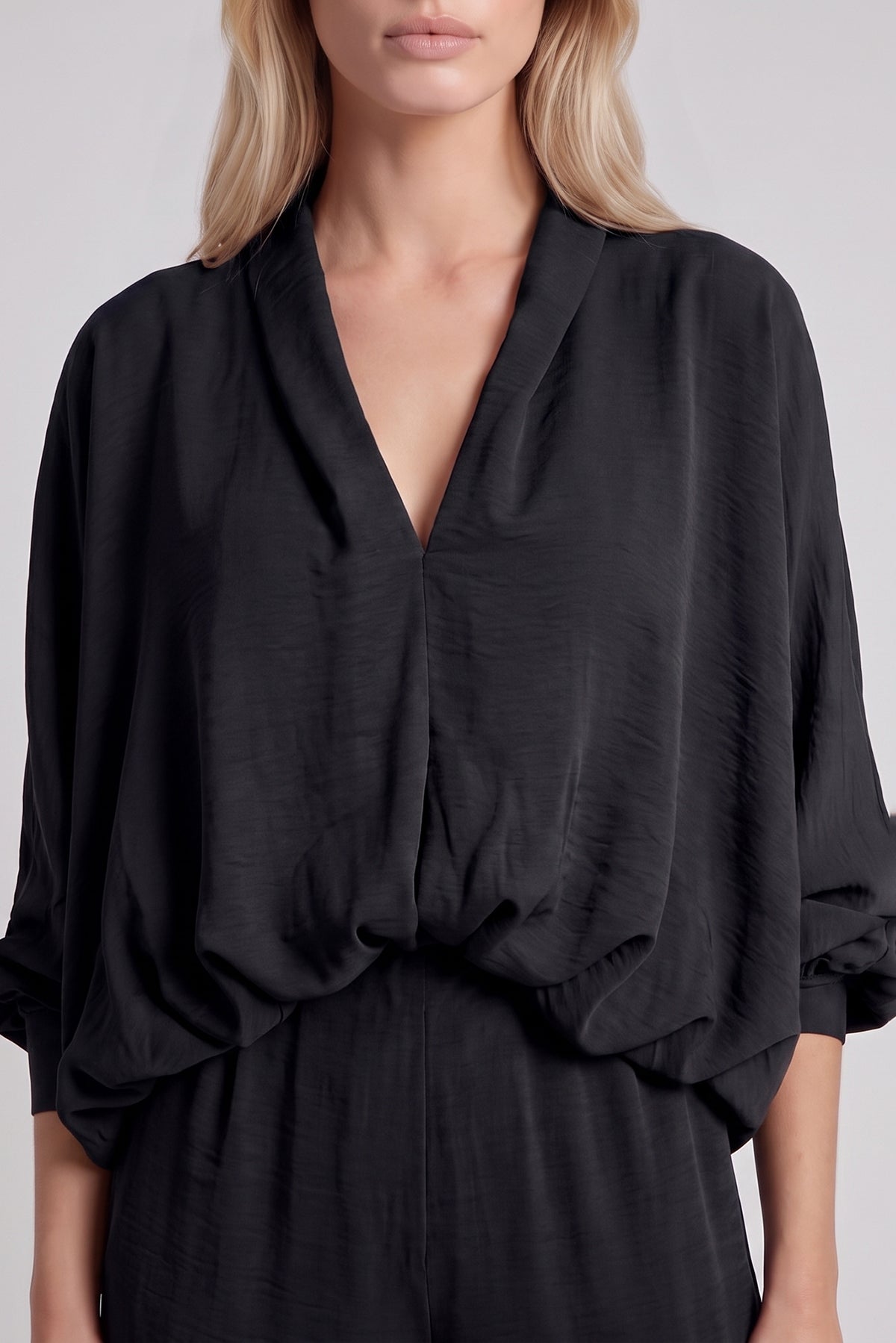 Fluid Draped Top & Wide-Leg Trousers Set
