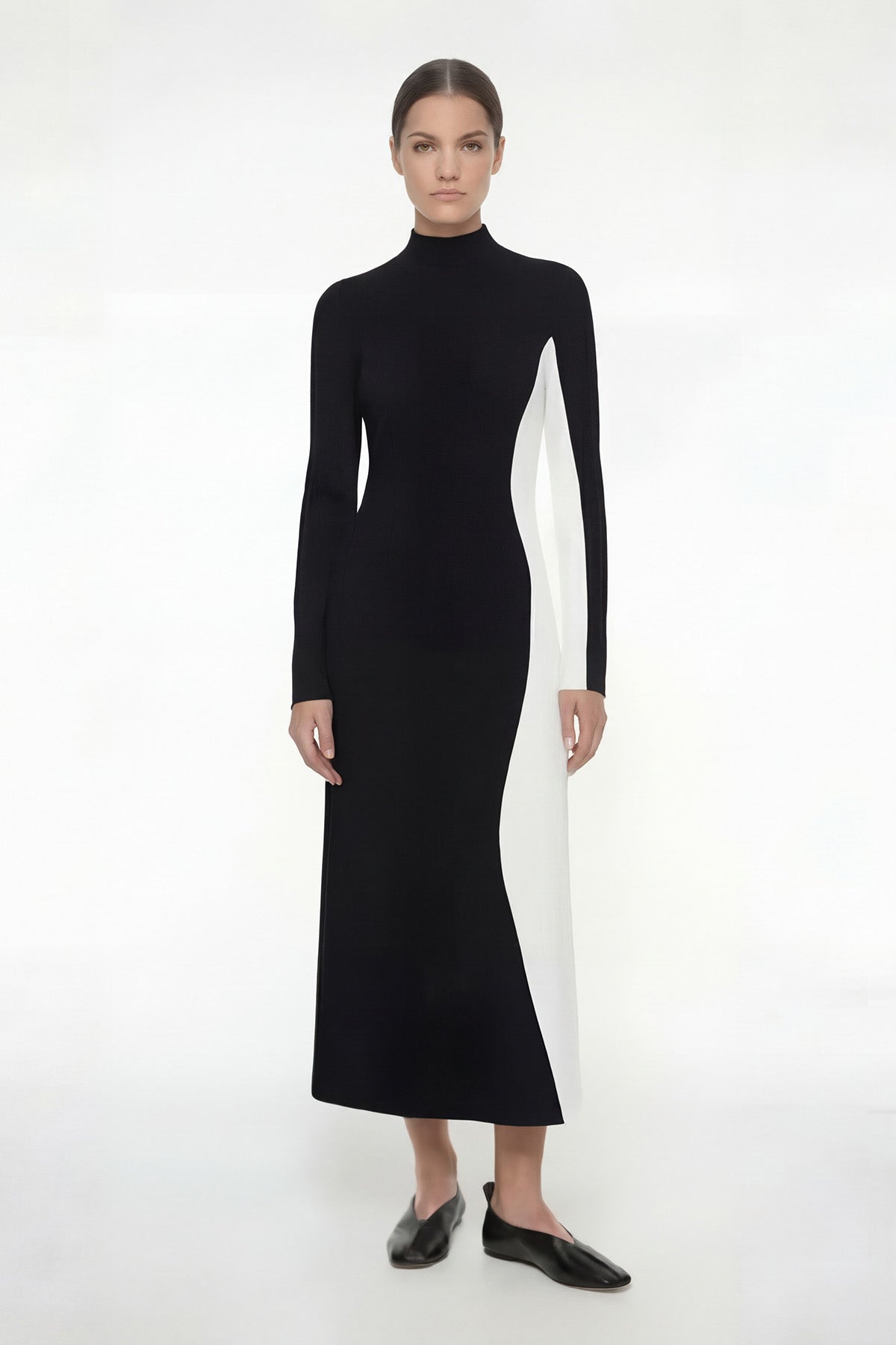 Rochie maxi bicoloră din modal