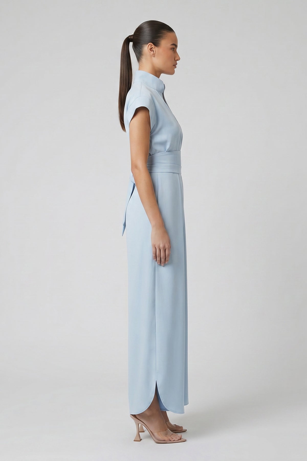 Blue Wide-Leg Jumpsuit with Defined Waist