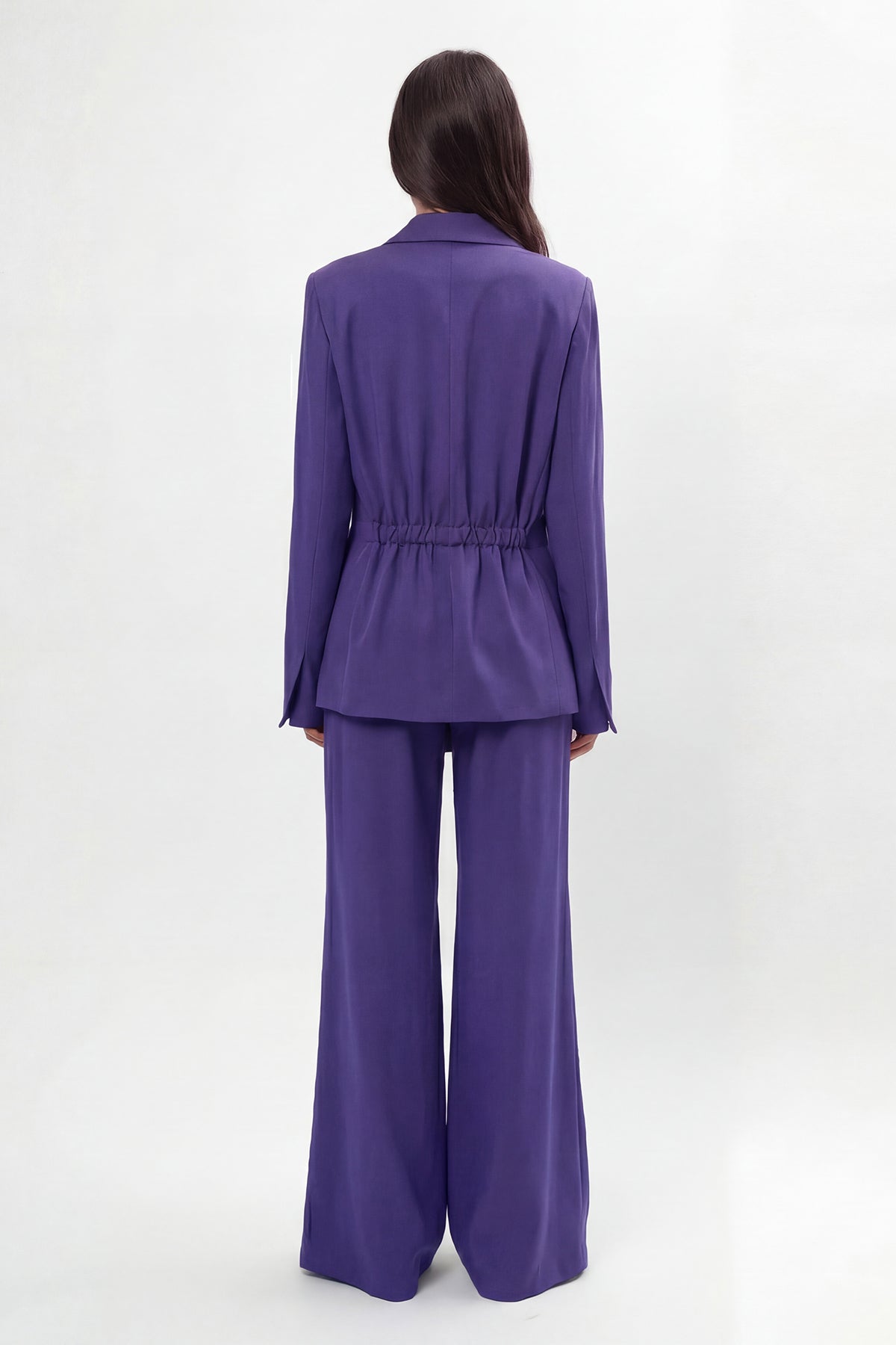 Purple Set With Wrap Blazer And Flared Trousers