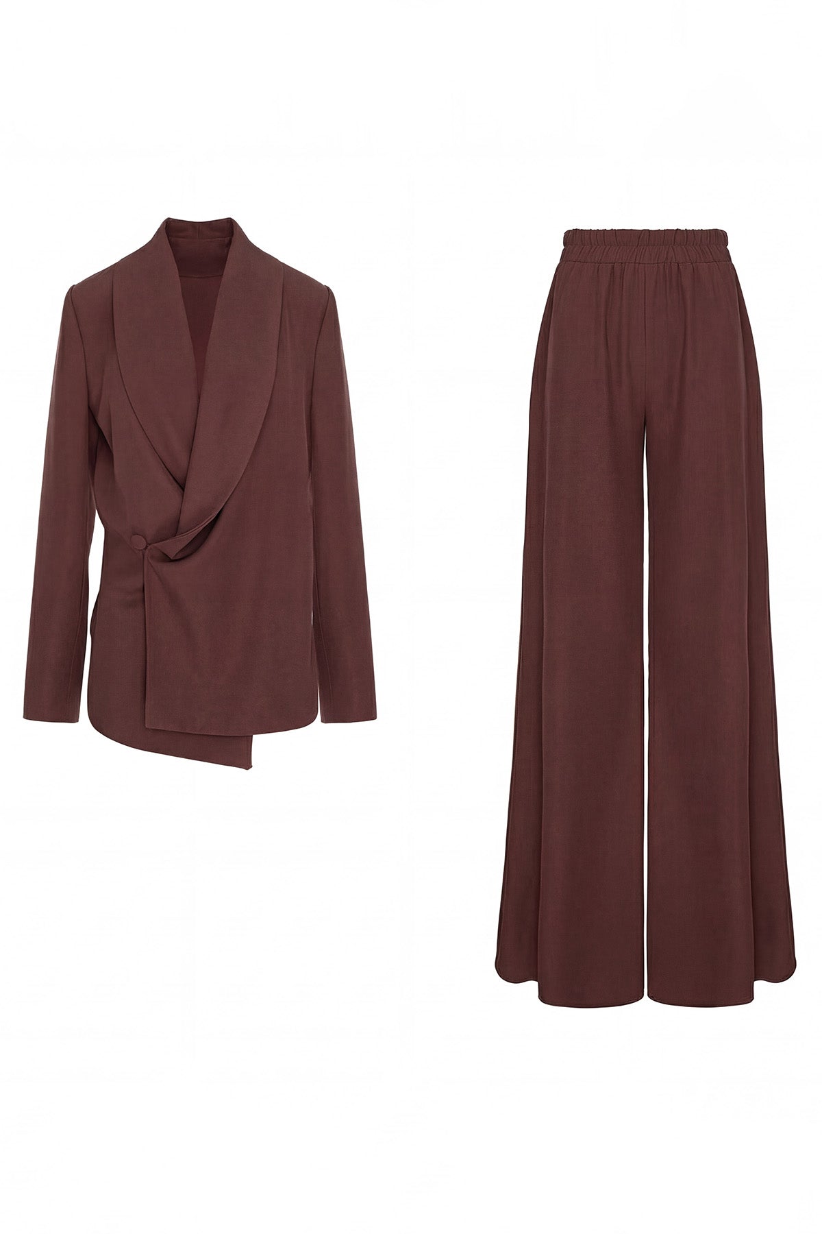 Set maro cu sacou petrecut și pantaloni flared