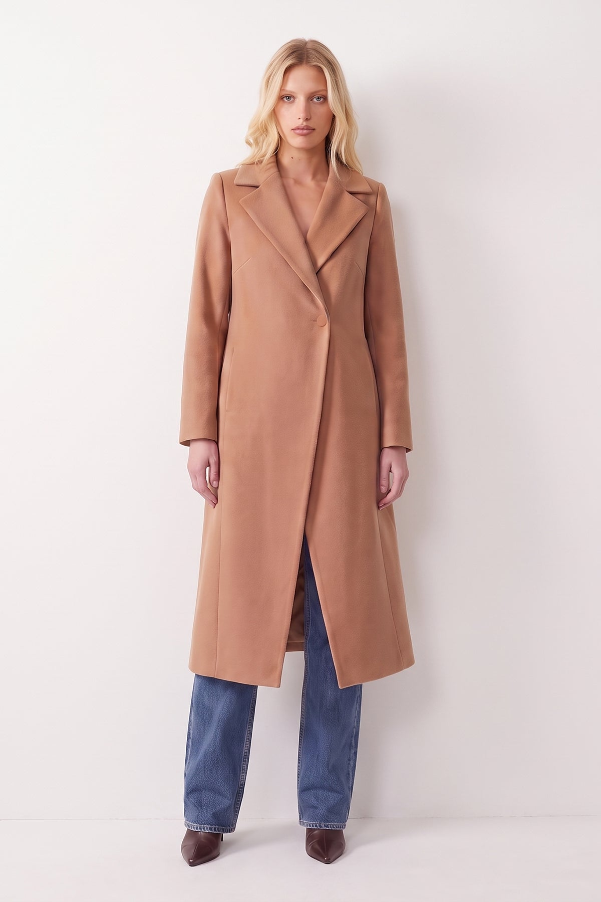 Camel Maxi Wool Blend Coat