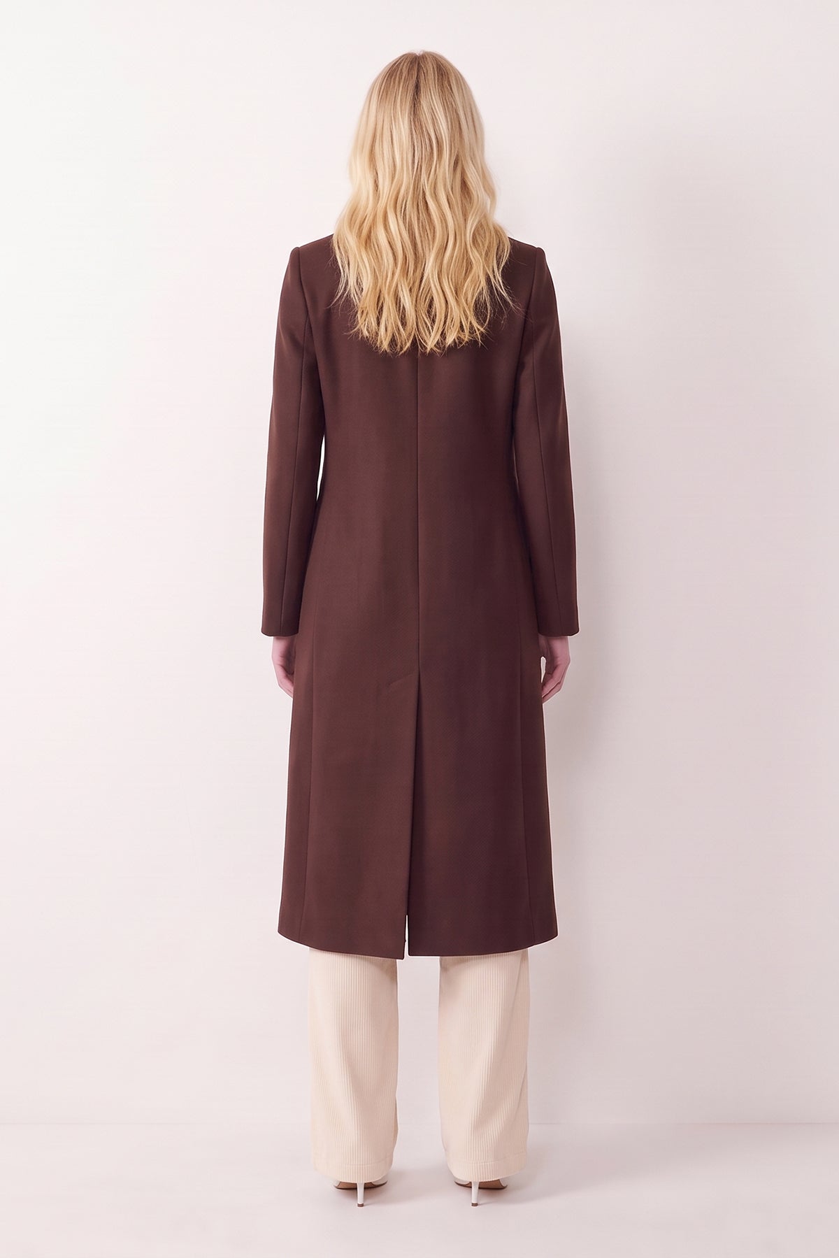 Brown Maxi Wool Blend Coat