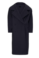 Black Structured Wool Coat With Oversized Lapels