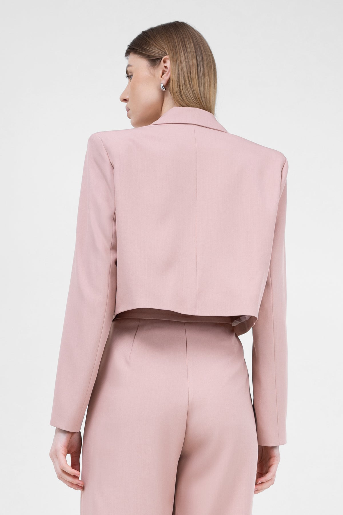 Pastel Pink Double Breasted Cropped Blazer