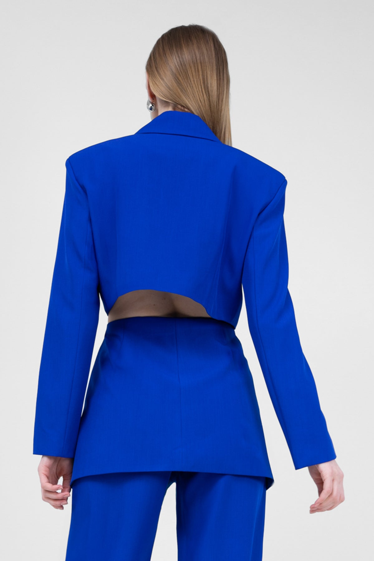 Electric Blue Blazer With Waistline Cut-Out