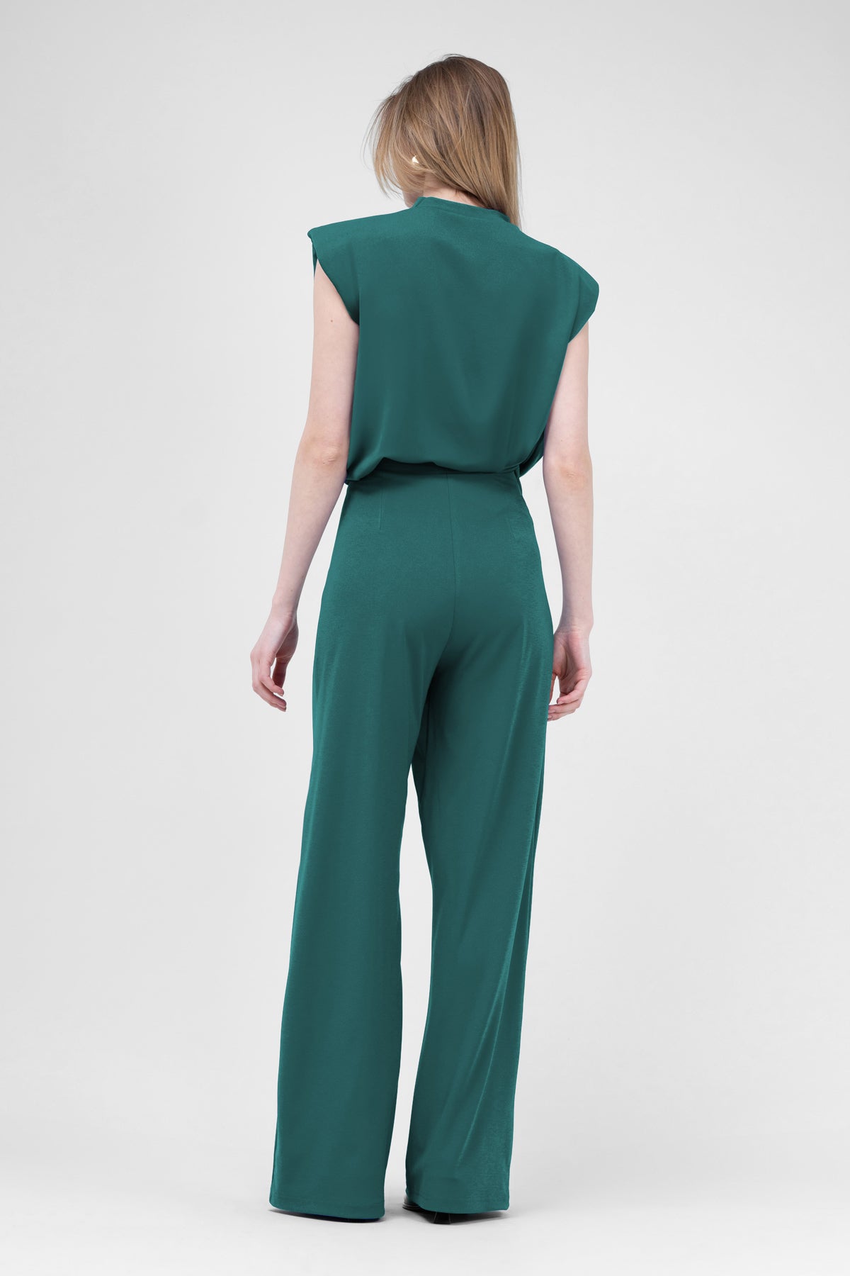 Green Set With T-shirt And Asymmetrical Wide Leg Trousers