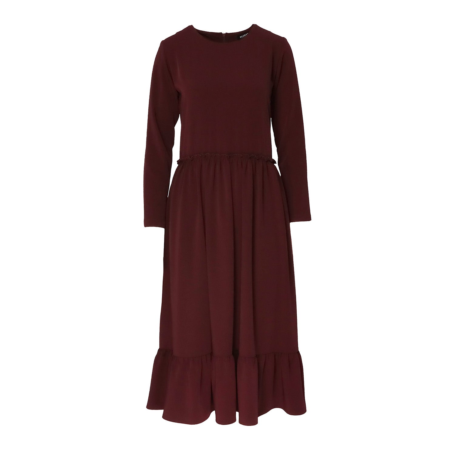 Rochie midi cu maneci lungi bordo