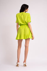 Neon set with t-shirt and skirt with ruffles