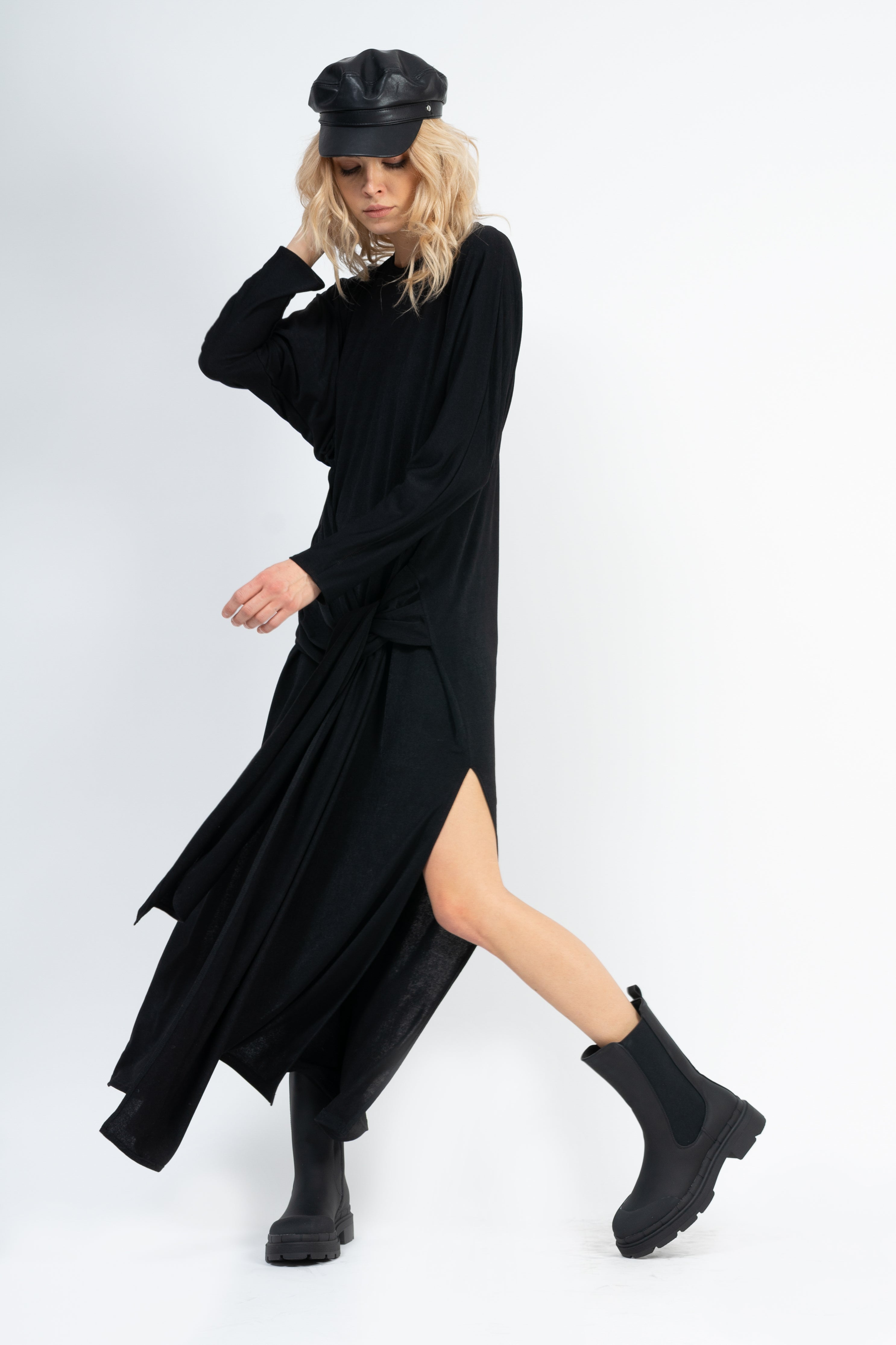 Black maxi dress with scarves