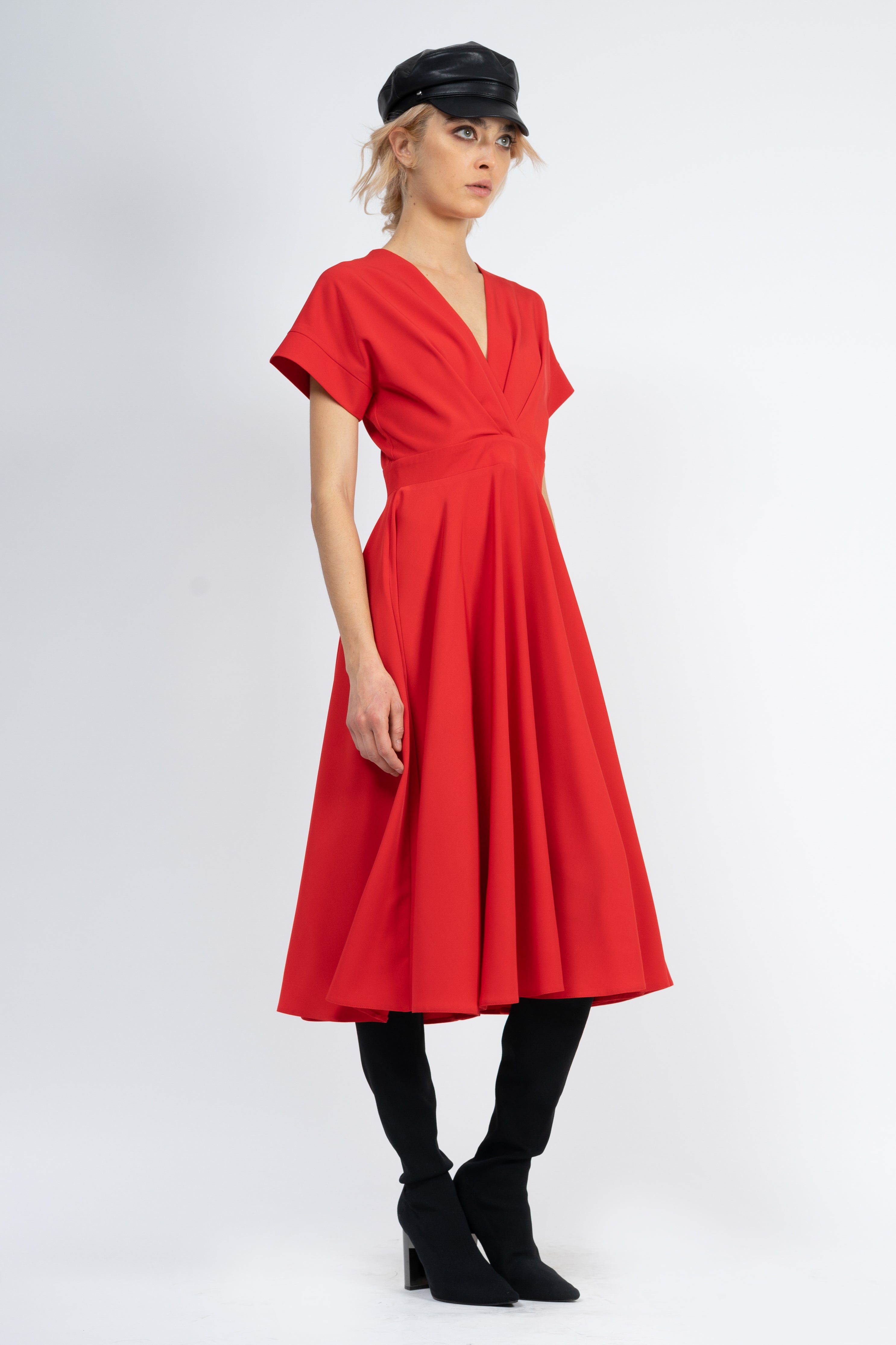 Red midi cocktail dress