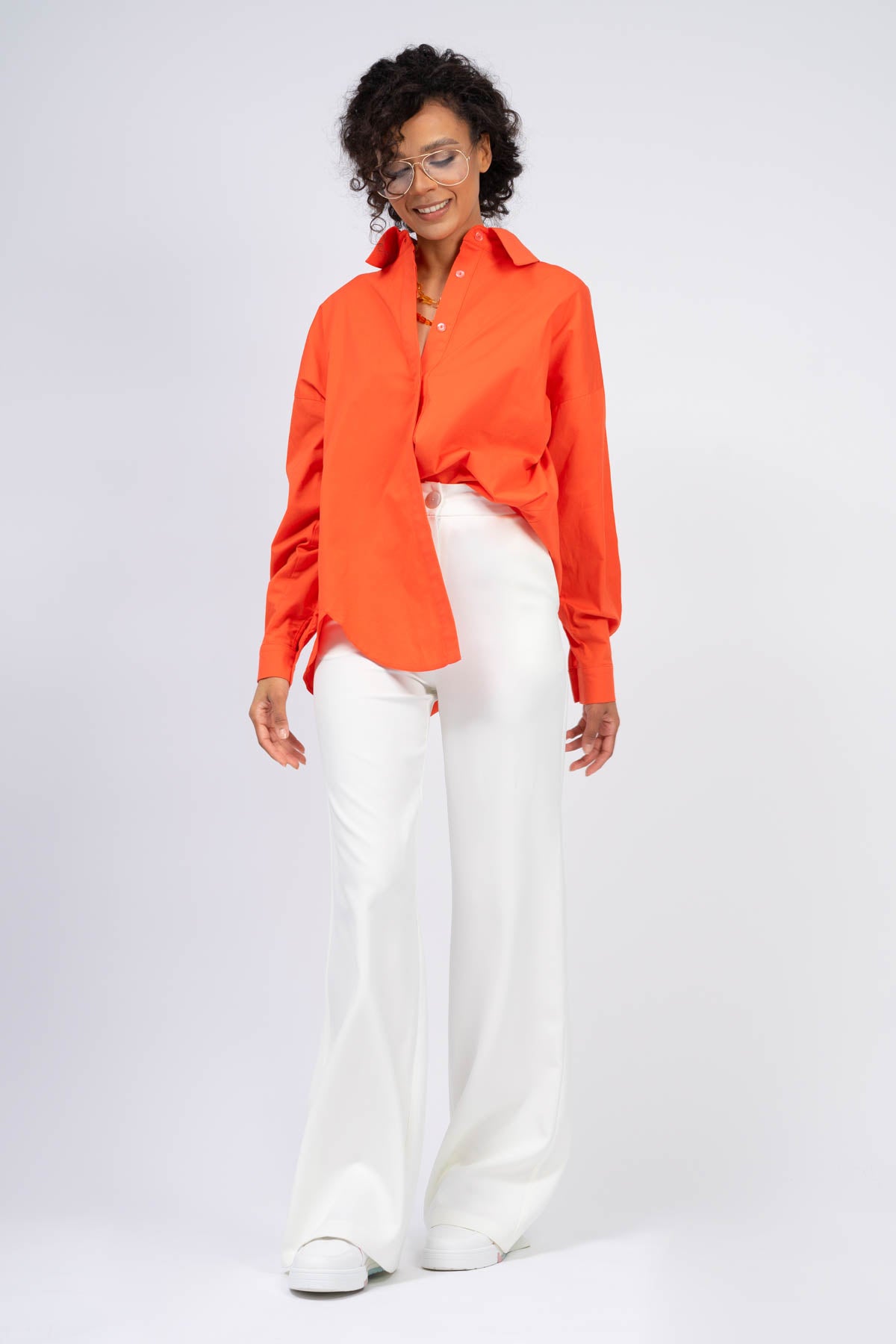 Camasa oversized portocaliu neon