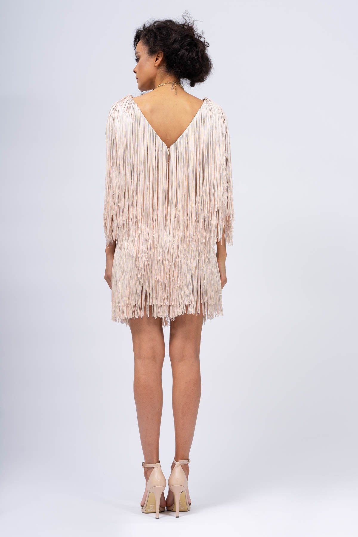 Salopeta nude cu franjuri