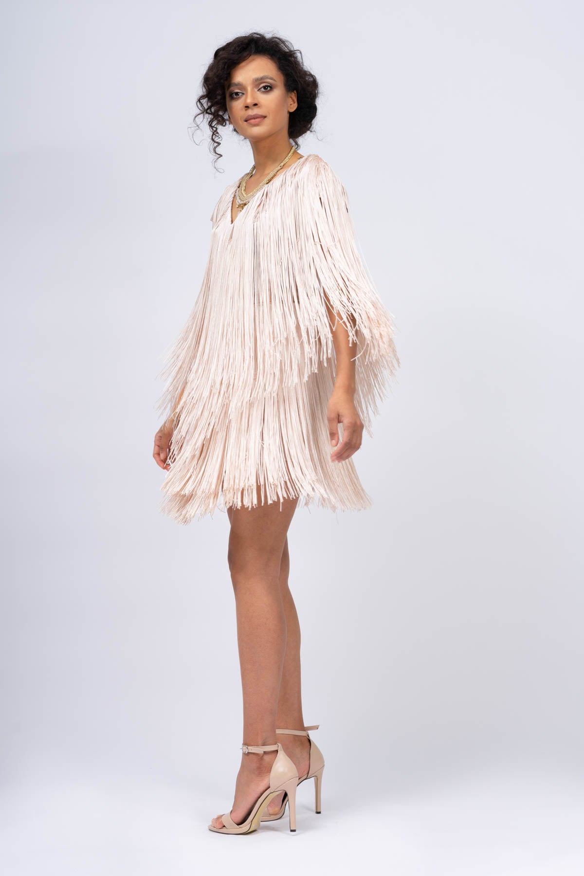 Salopeta nude cu franjuri