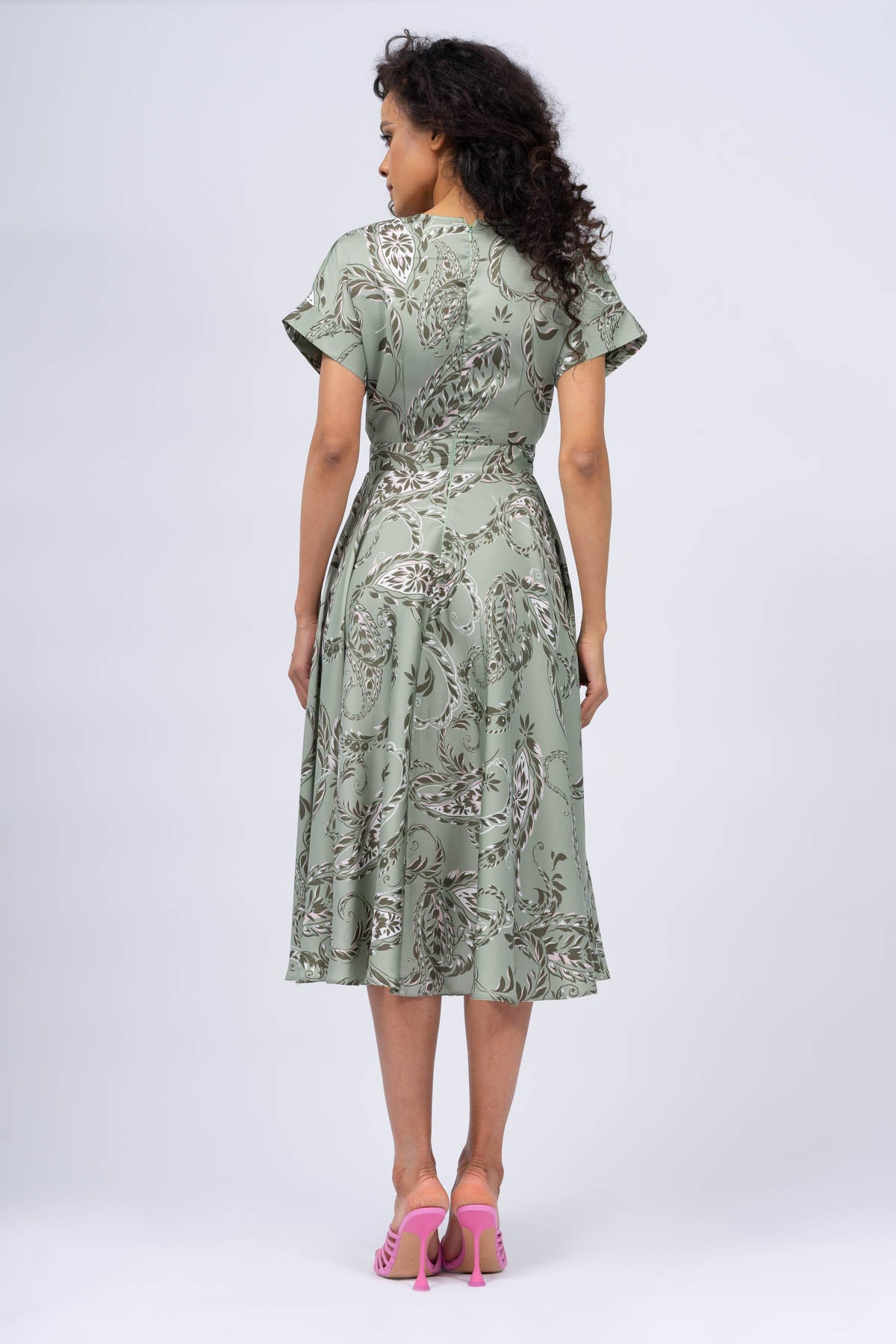 Rochie cocktail cu imprimeu khaki