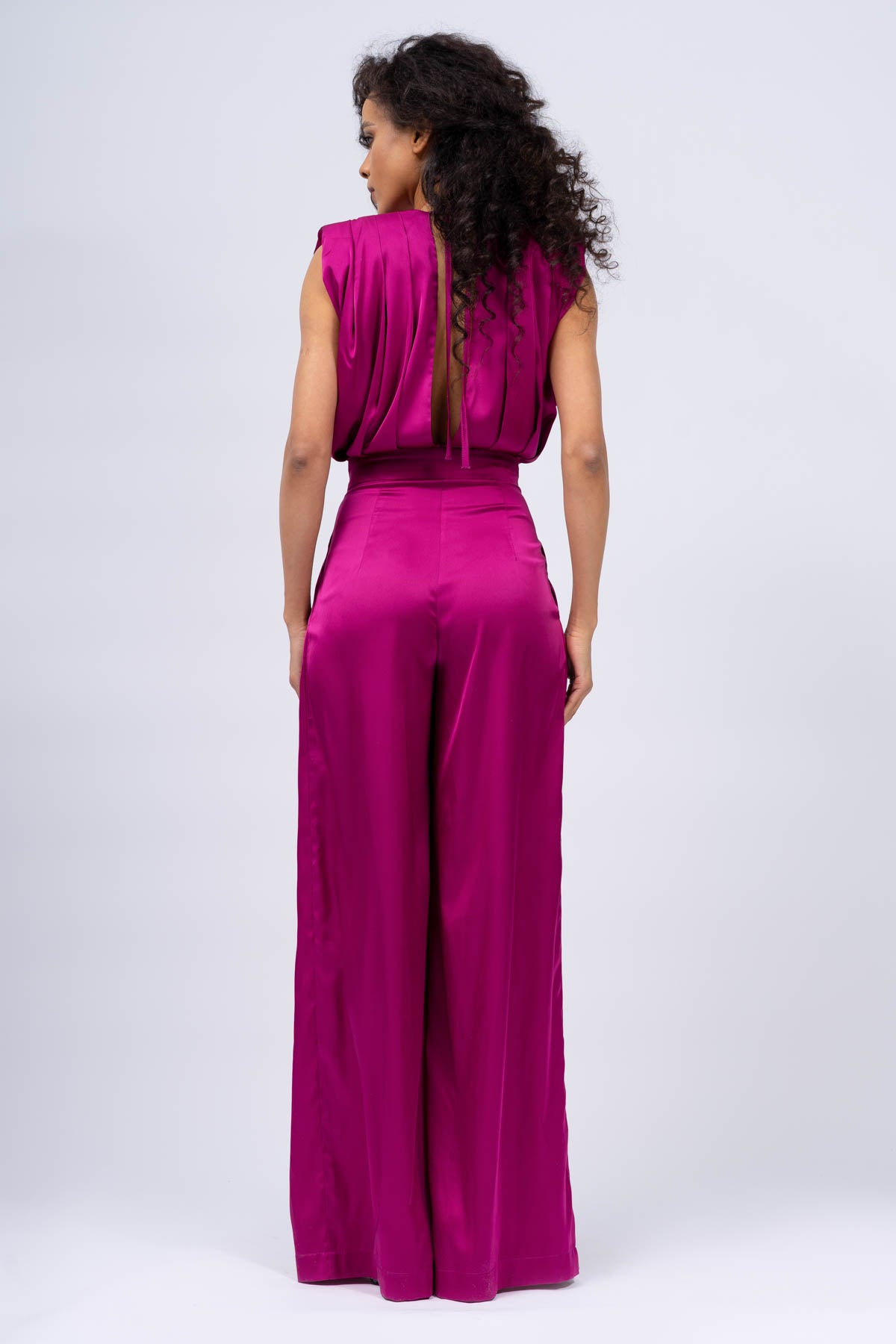 Fuchsia Maxi Draped Jumpsuit