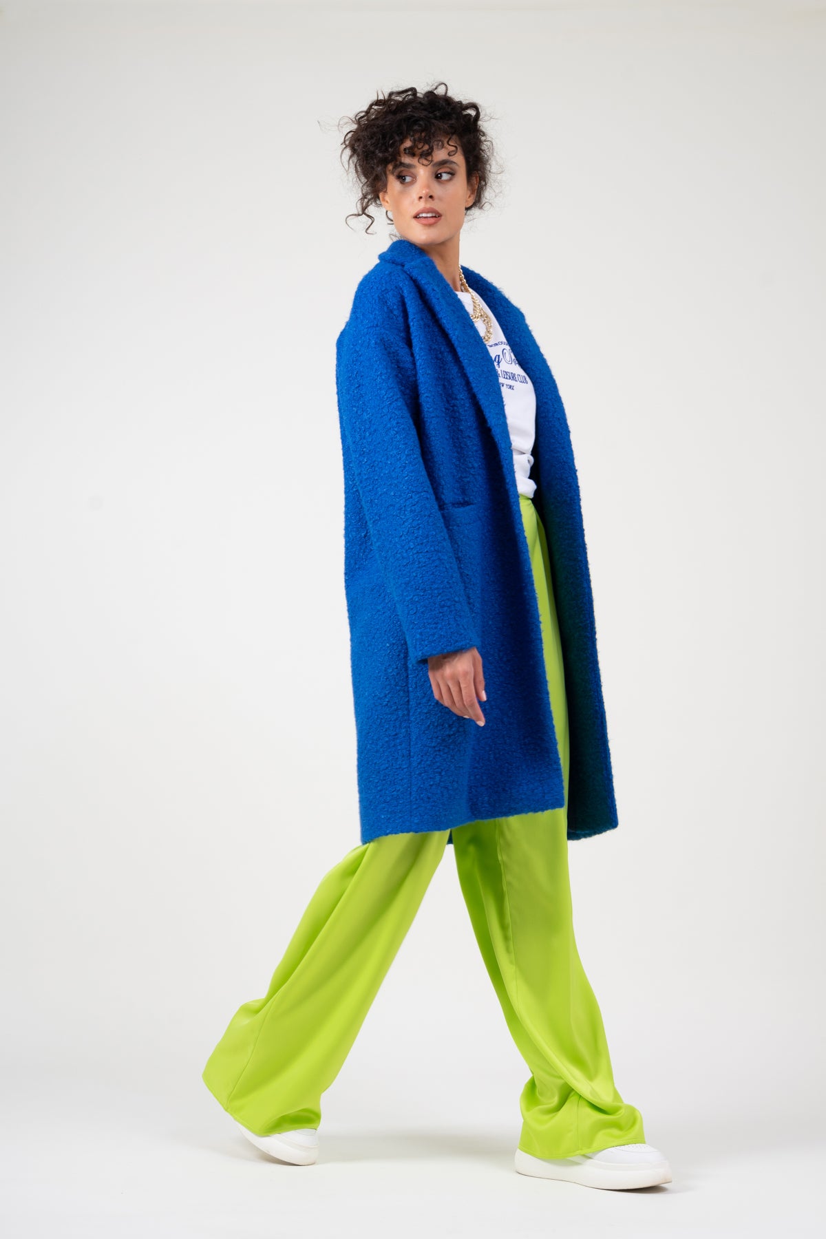 Short hair Teddy coat - Electric blue