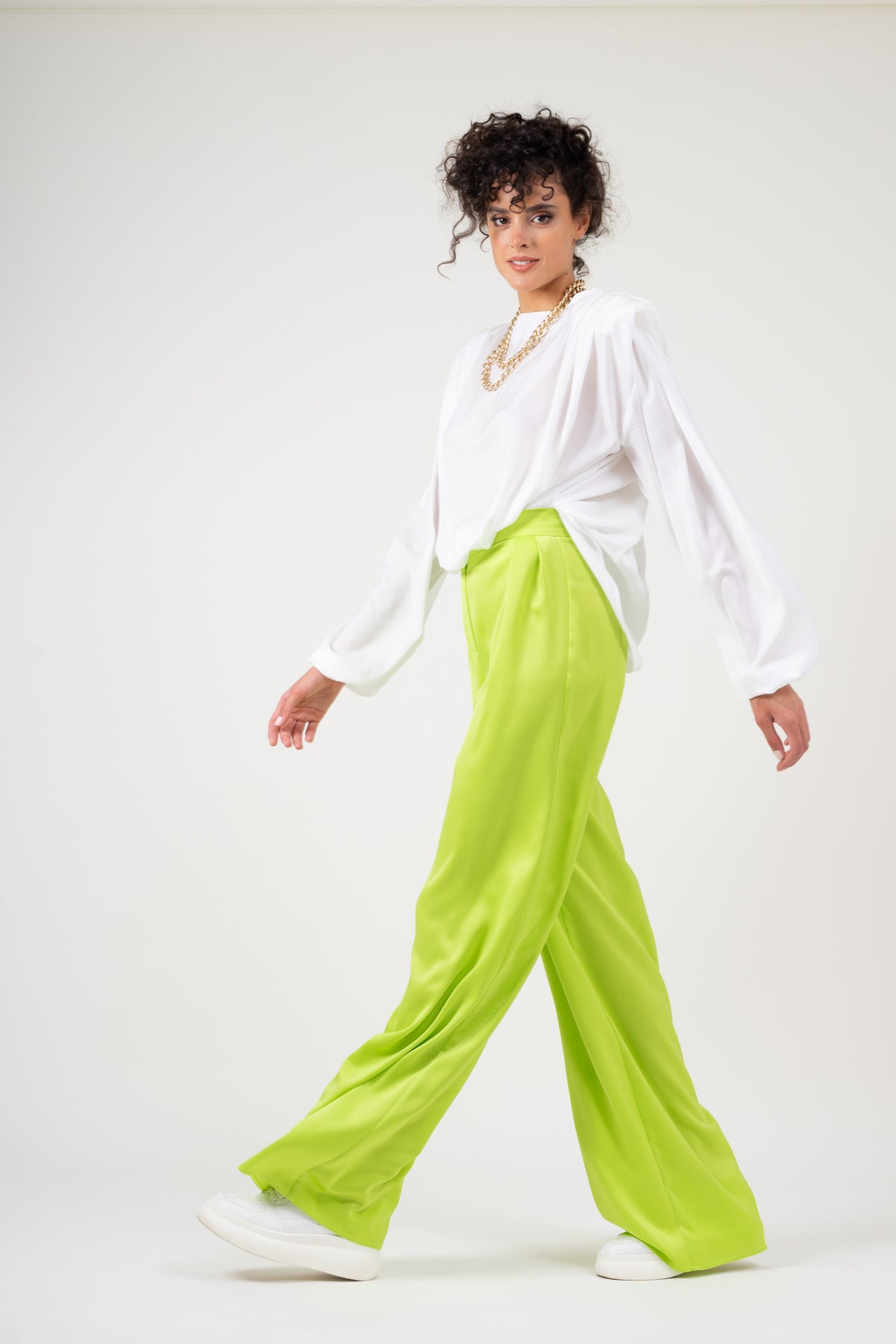 White blouse with padded shoulders