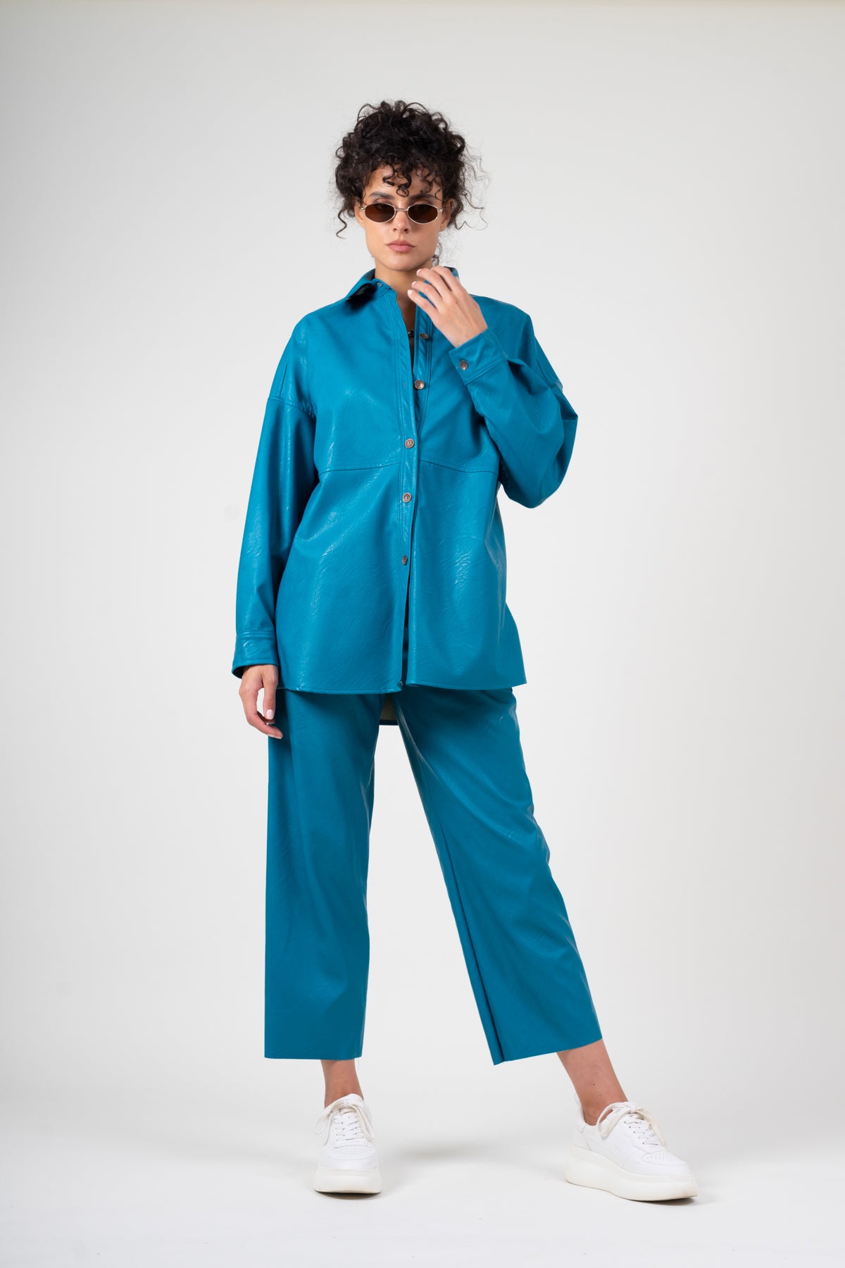 Eco leather turquoise set