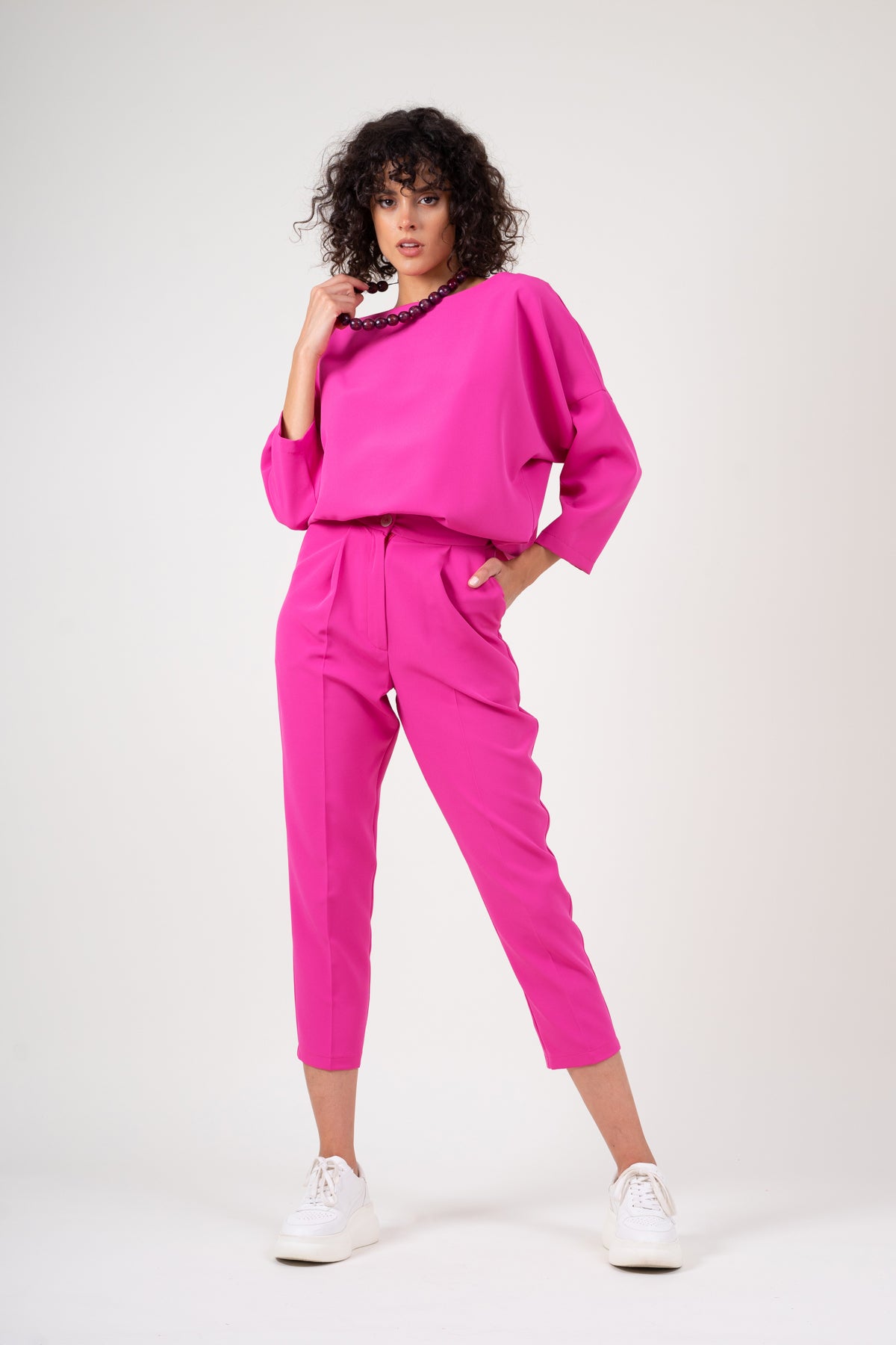 Bluza oversized roz neon