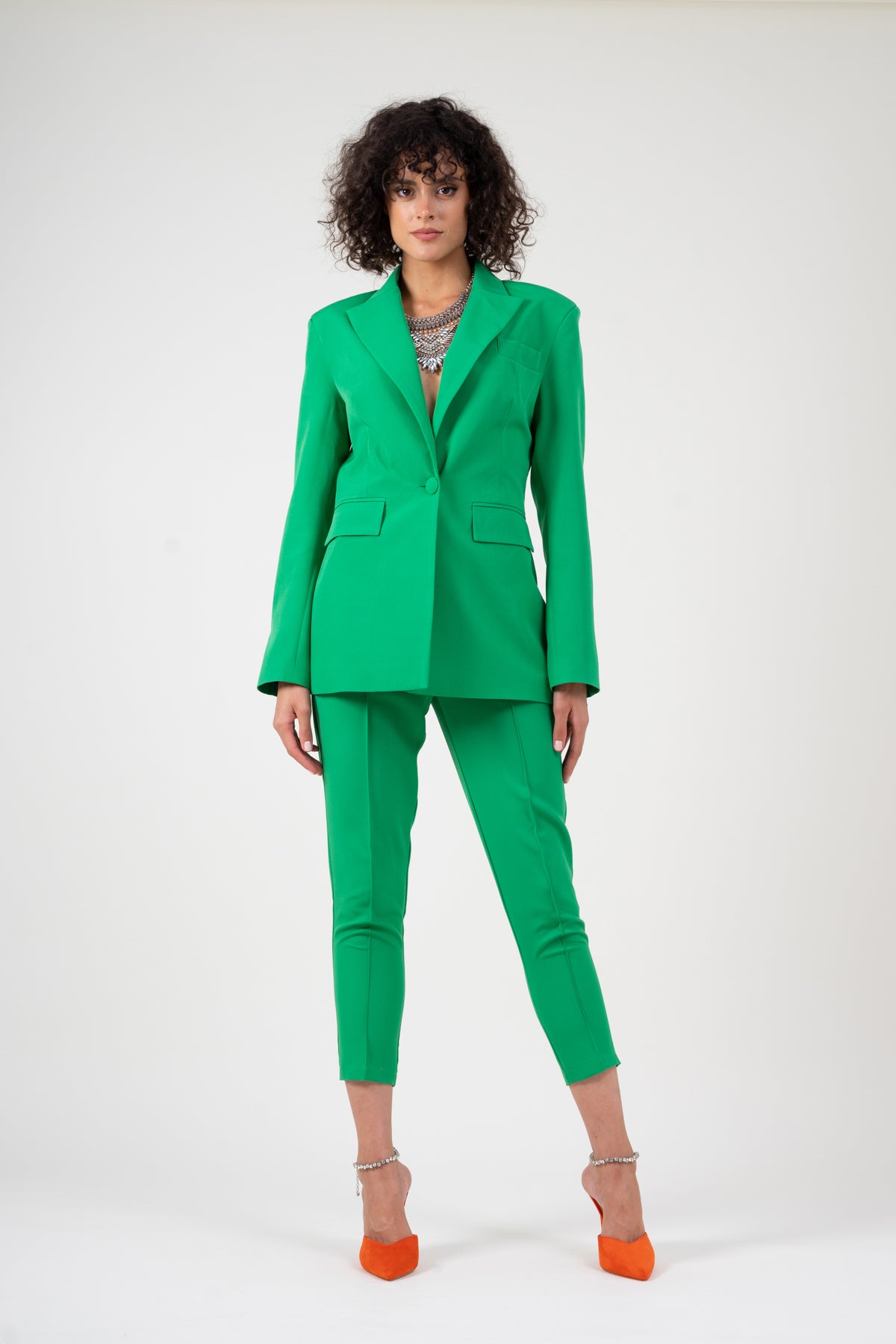 Green slim fit suit