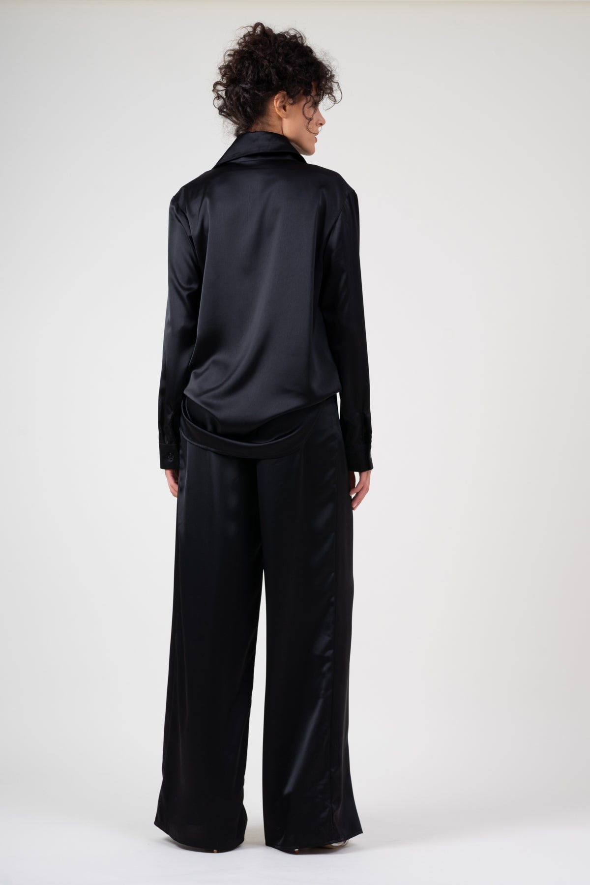 Black wide leg trousers