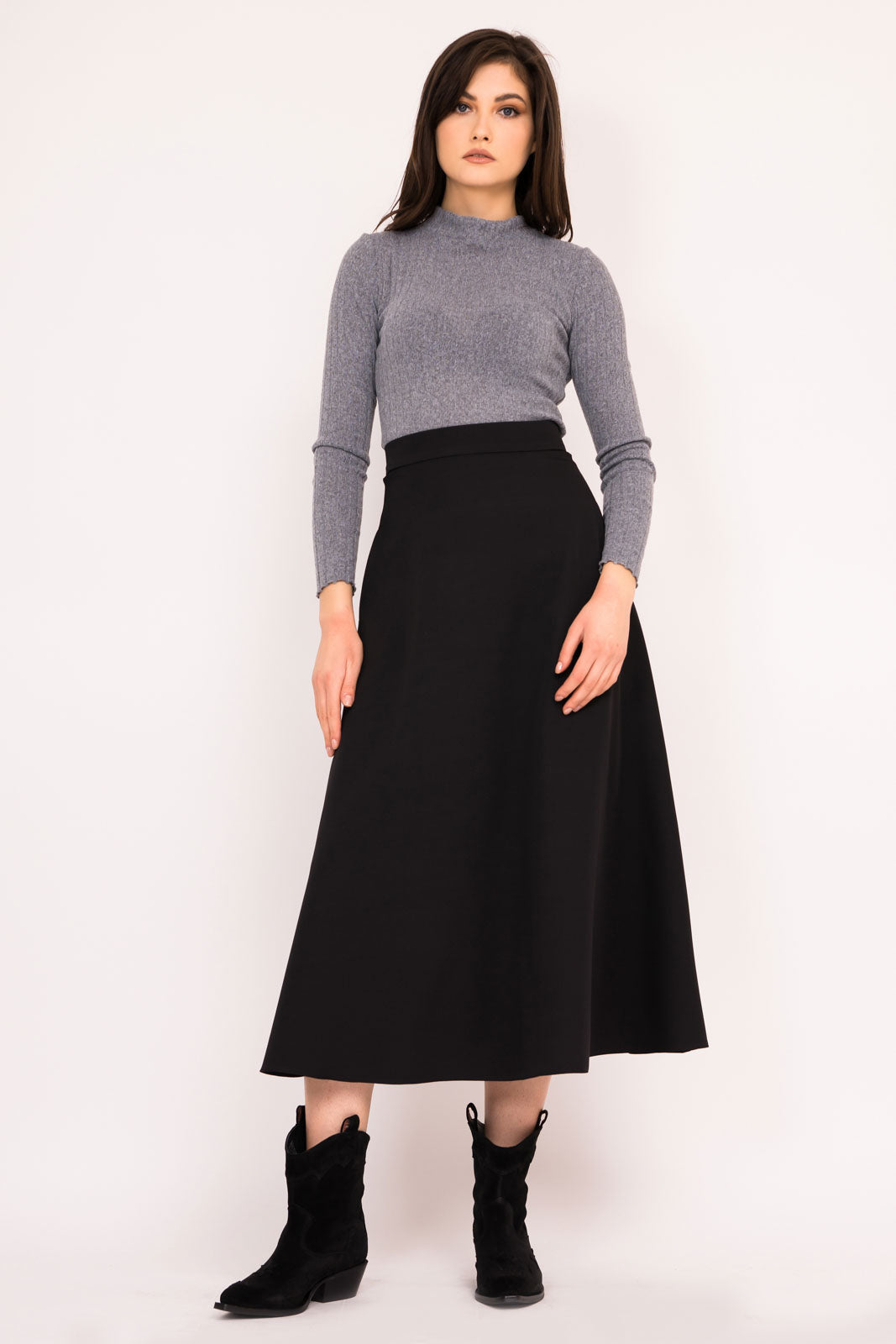 Fusta midi evazata A-line