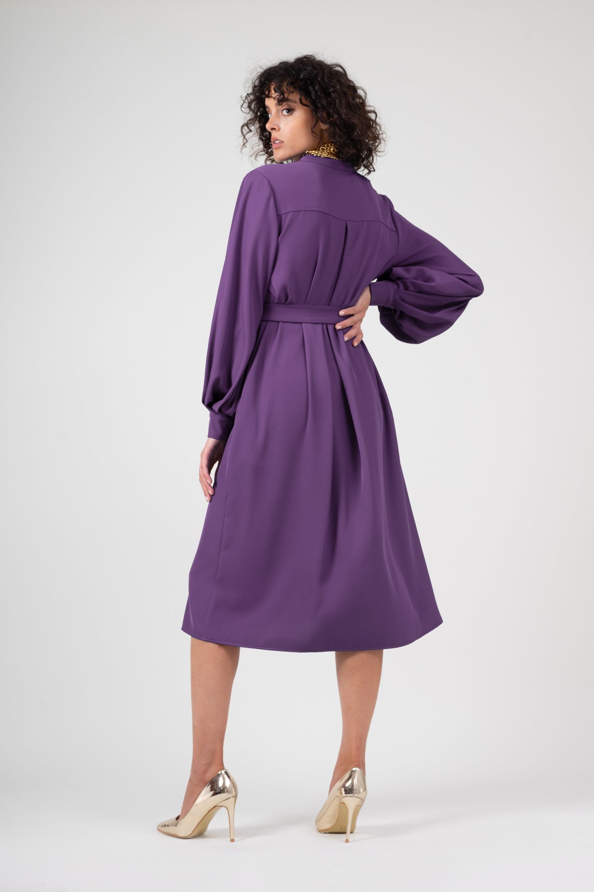 Dark purple dress with pleats