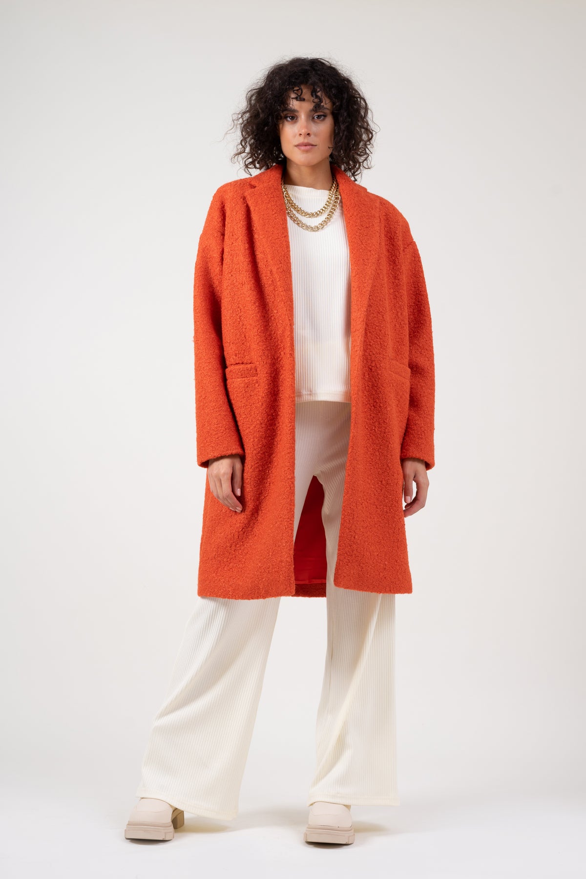 Palton Teddy - Portocaliu