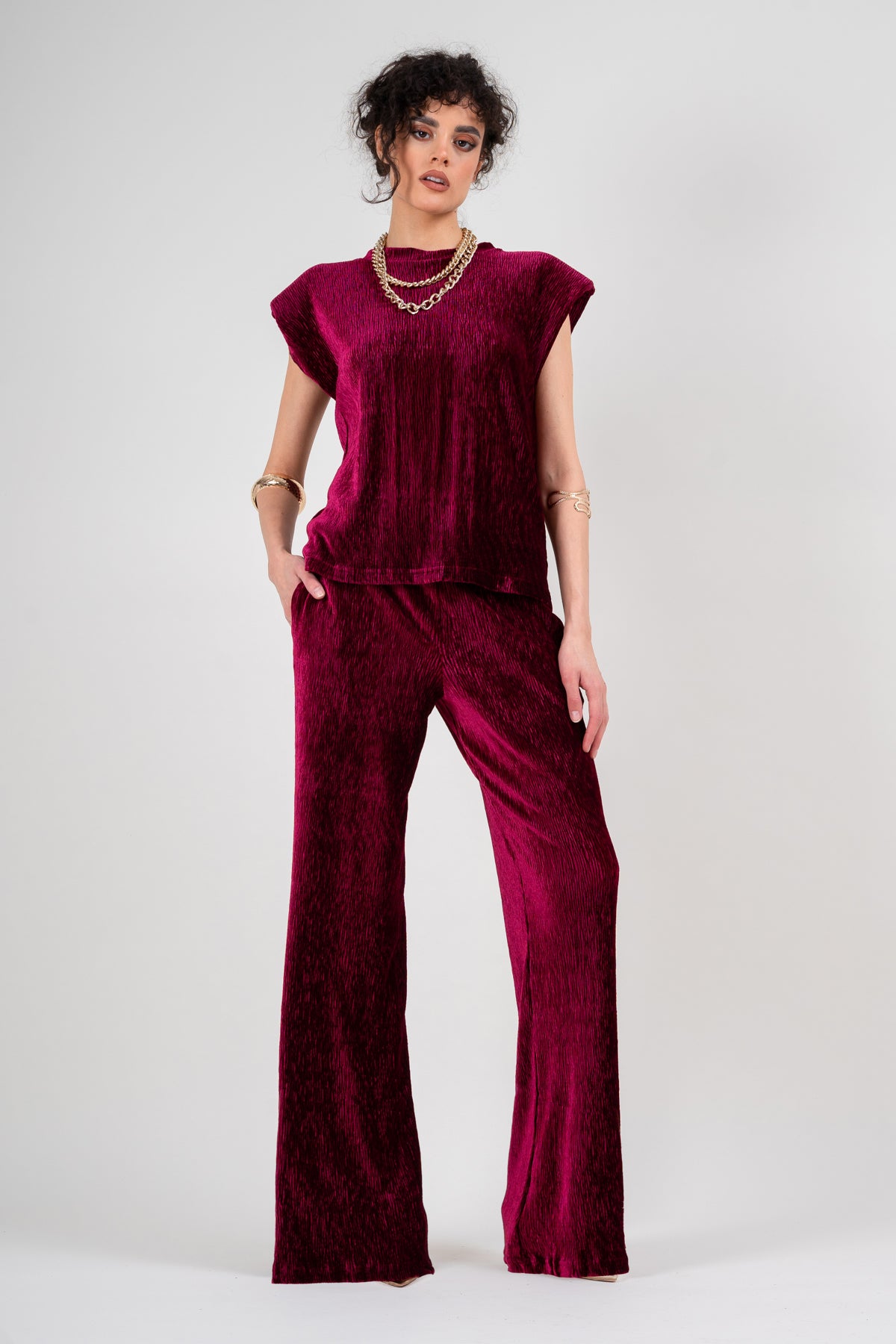 Set din catifea visinie