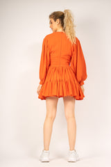 Orange dress with flared sleeves