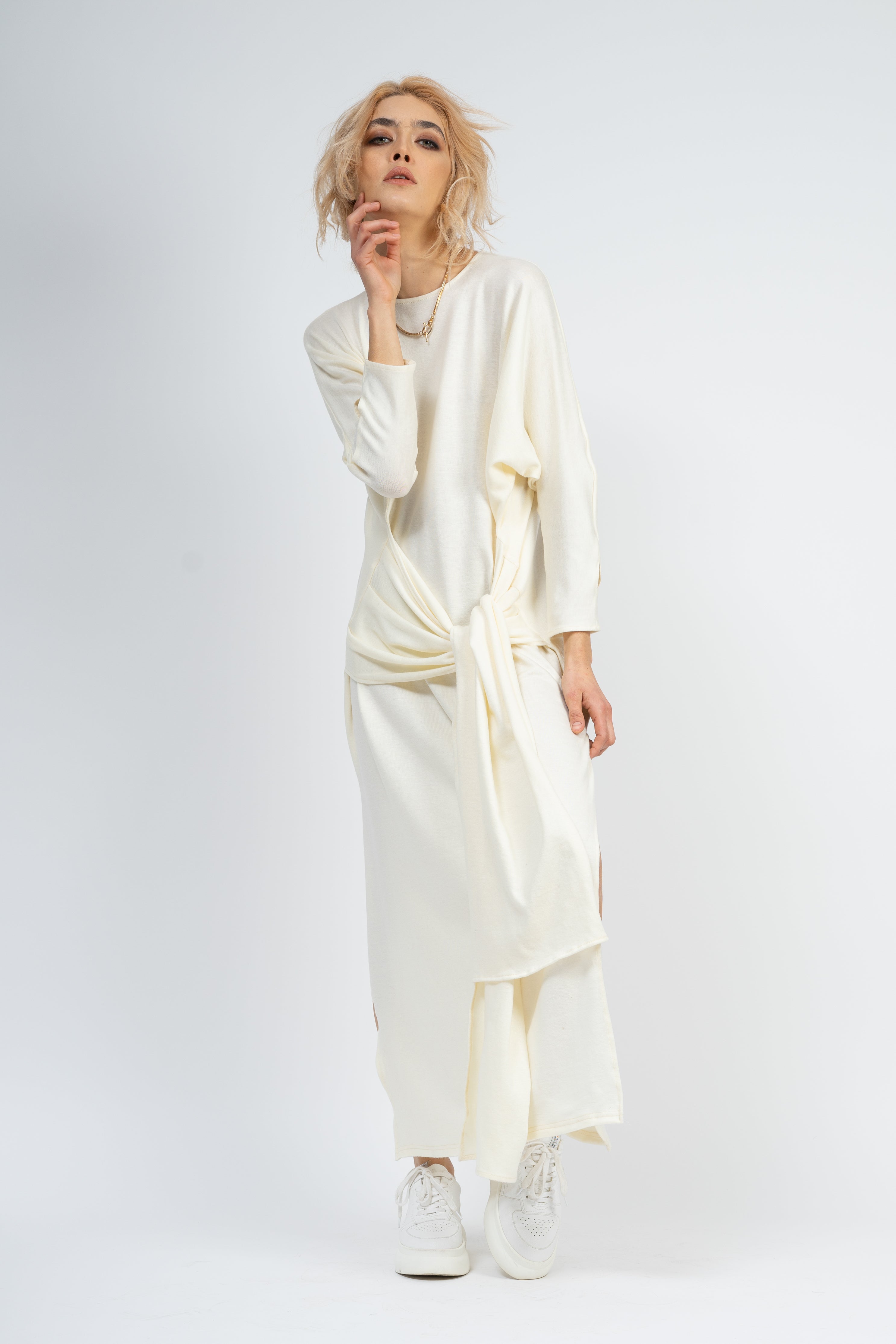 Ivoire maxi dress with scarves