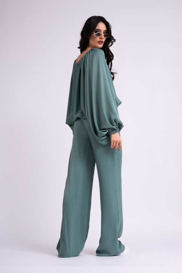 Mint set with blouse and trousers
