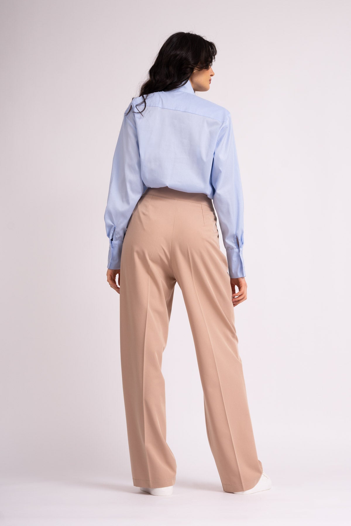 Blue shirt with oversized collar