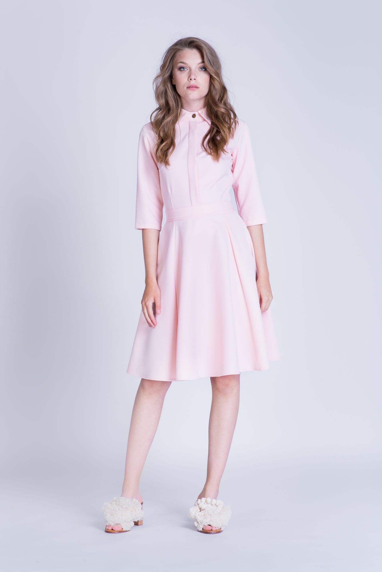 Rochie tip camasa roz deschis